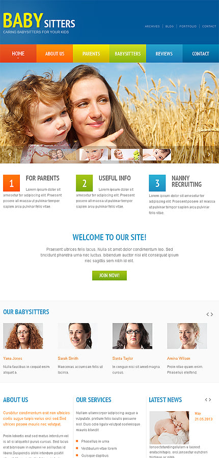 White Babysitter Website Template by Angela – Babysitter Responsive ...