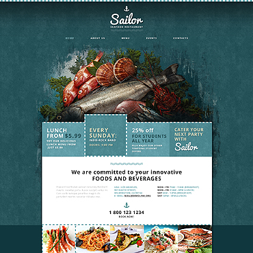 Sea Food Responsive Website Templates 48023