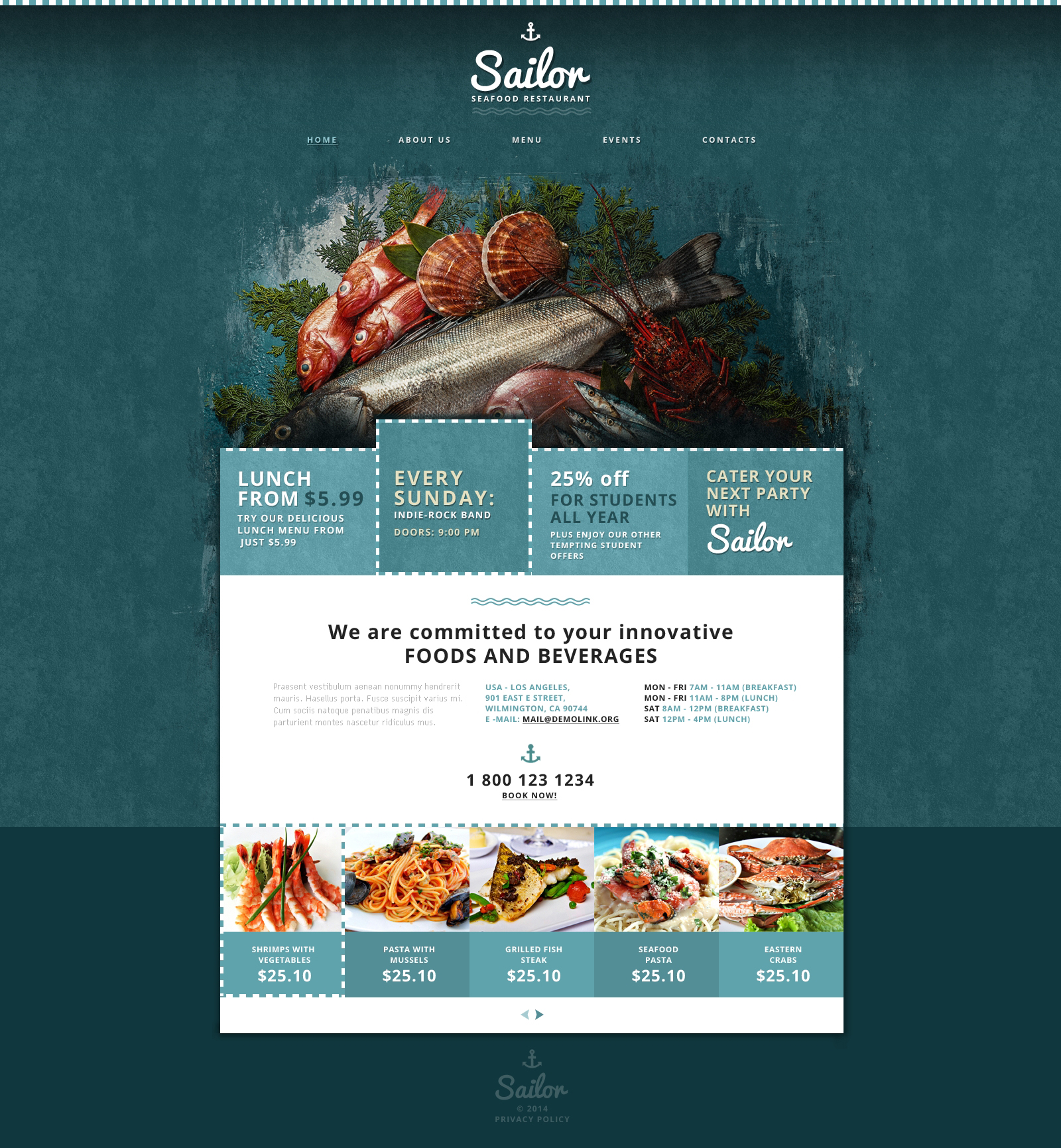 Seafood Restaurant Responsive Website Template