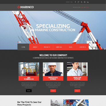 Marine Construction Responsive Website Templates 48095