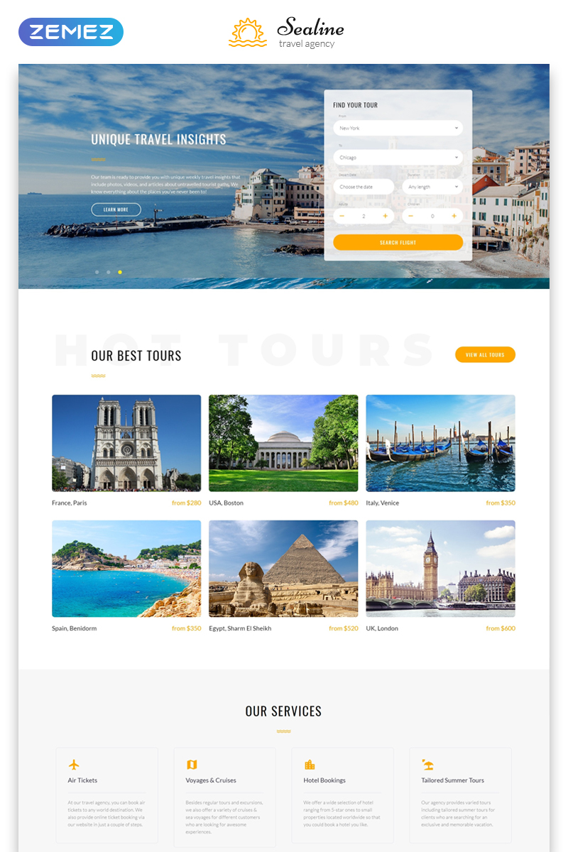 Sealine Travel Agency Multipage HTML Website Template