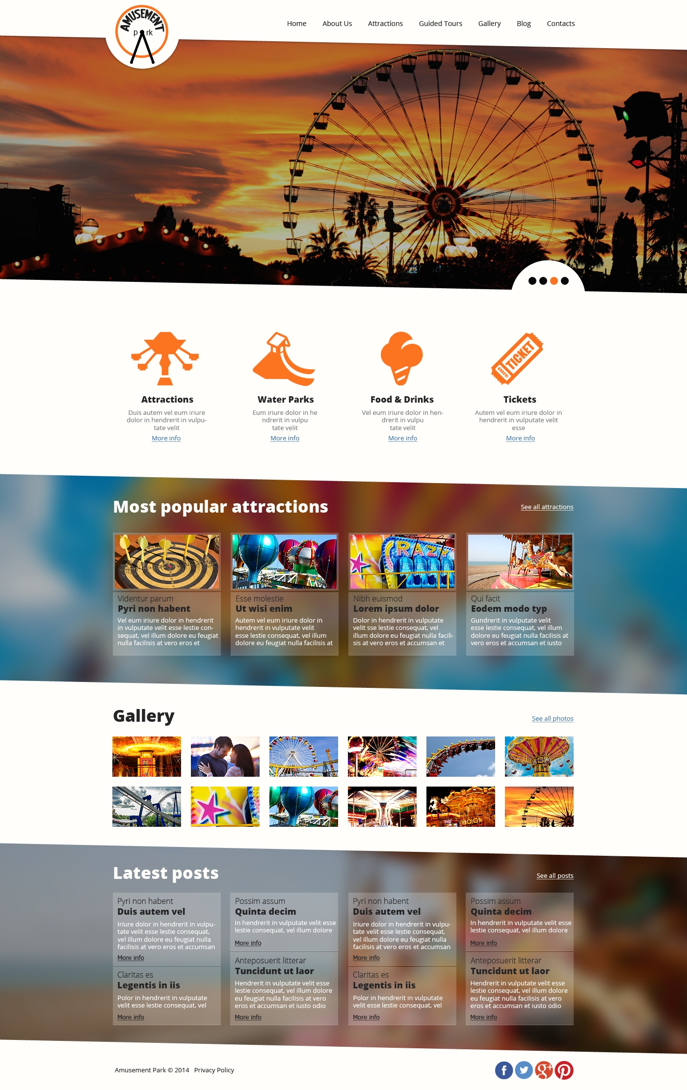 Amusement Park Responsive Website Template