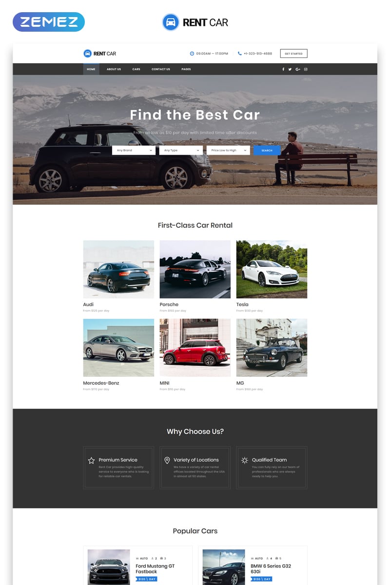 Rent Car - Well-Thought-Out Car Rental Multipage HTML Website Template