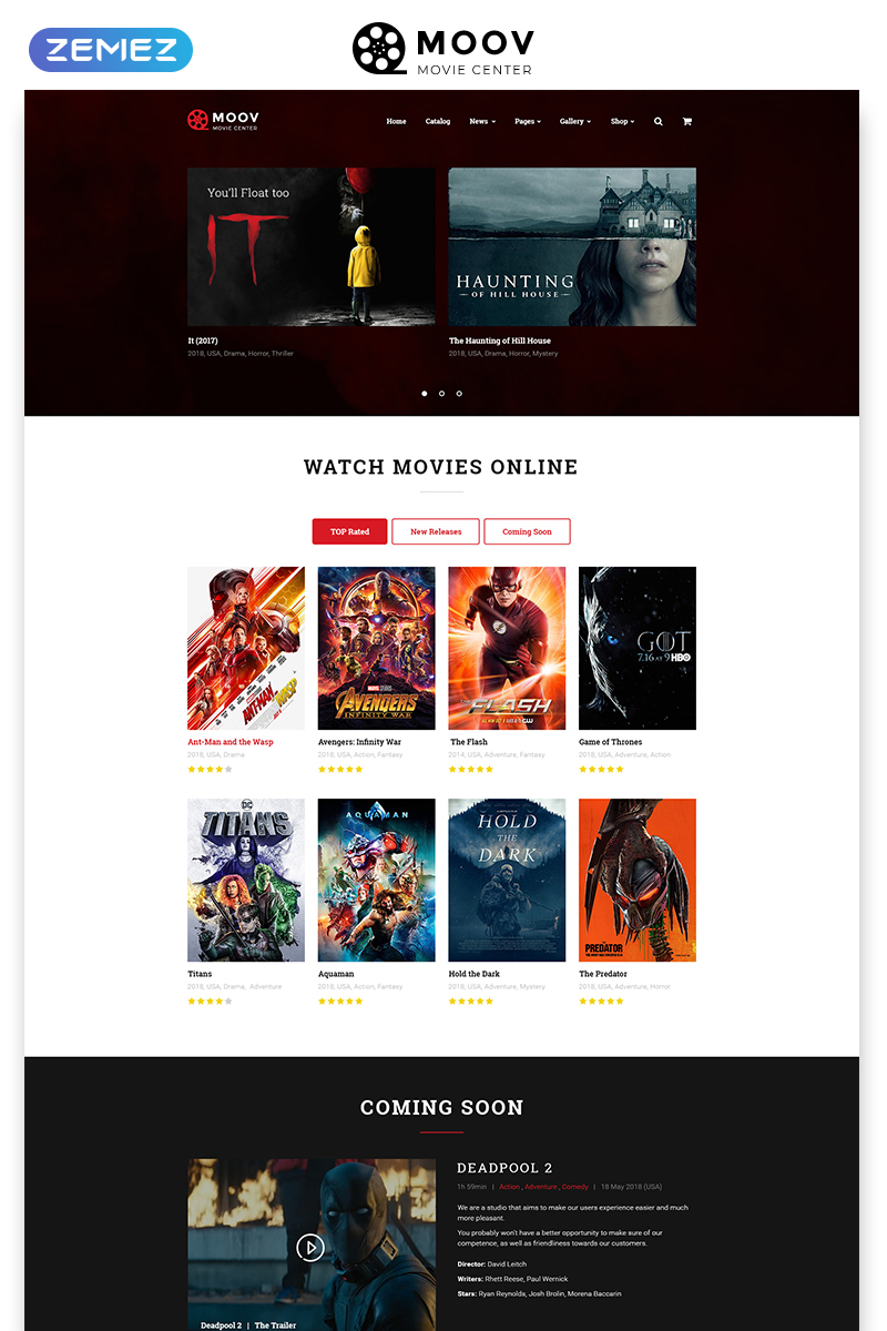 MOOV - Movie Center Multipage Classic HTML Website Template