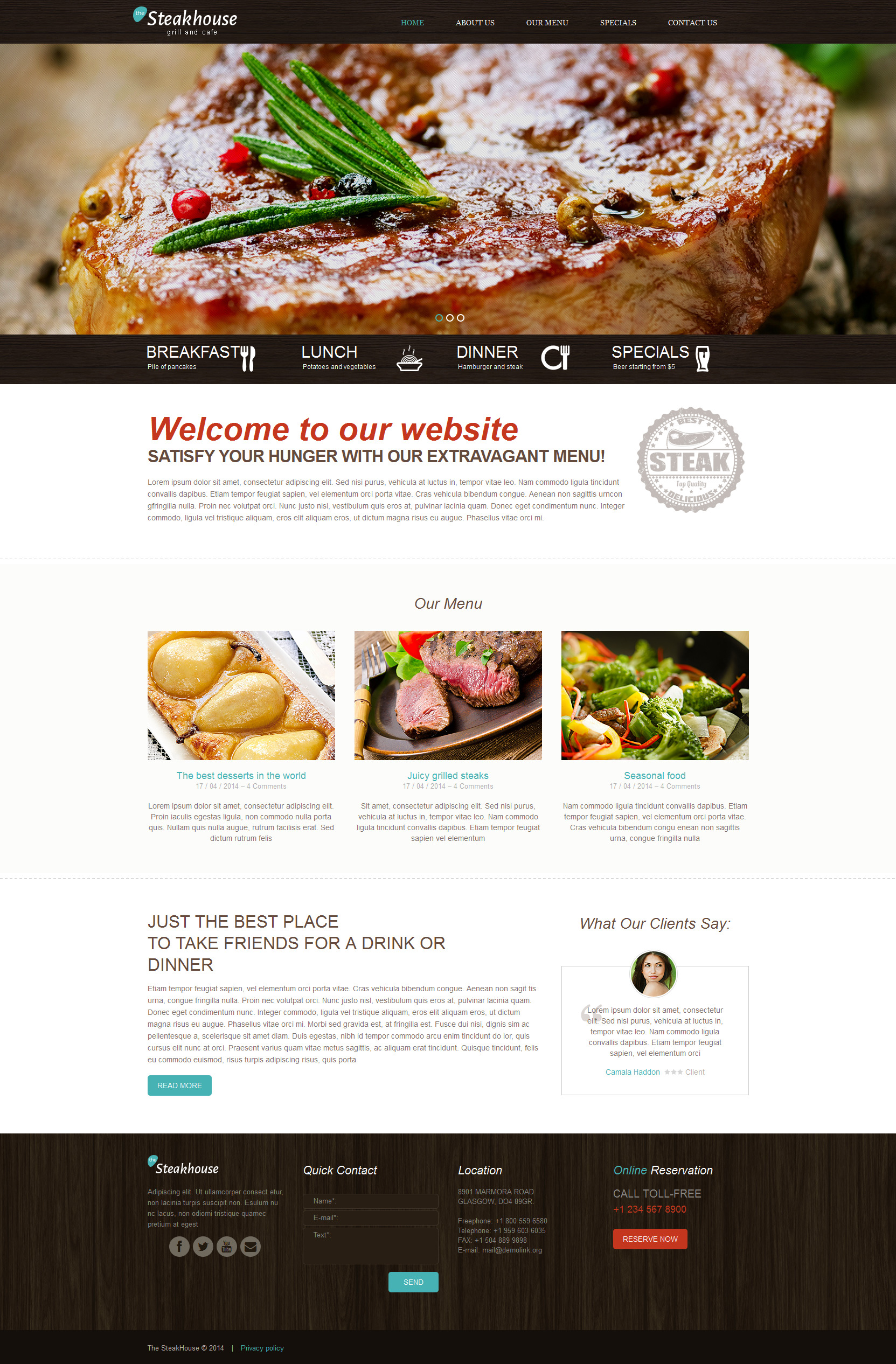 Steakhouse Responsive Website Template