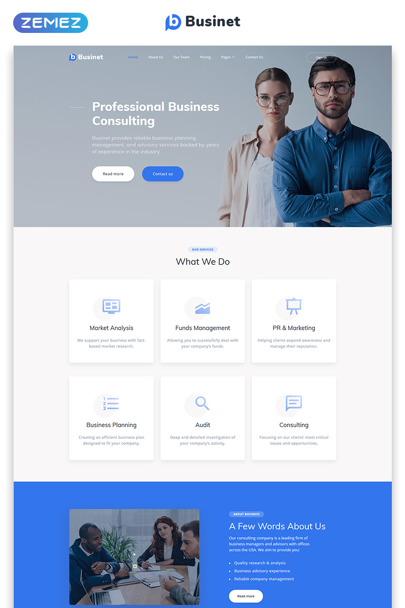 Businet - Consulting Agency Modern Multipage HTML5 Website Template