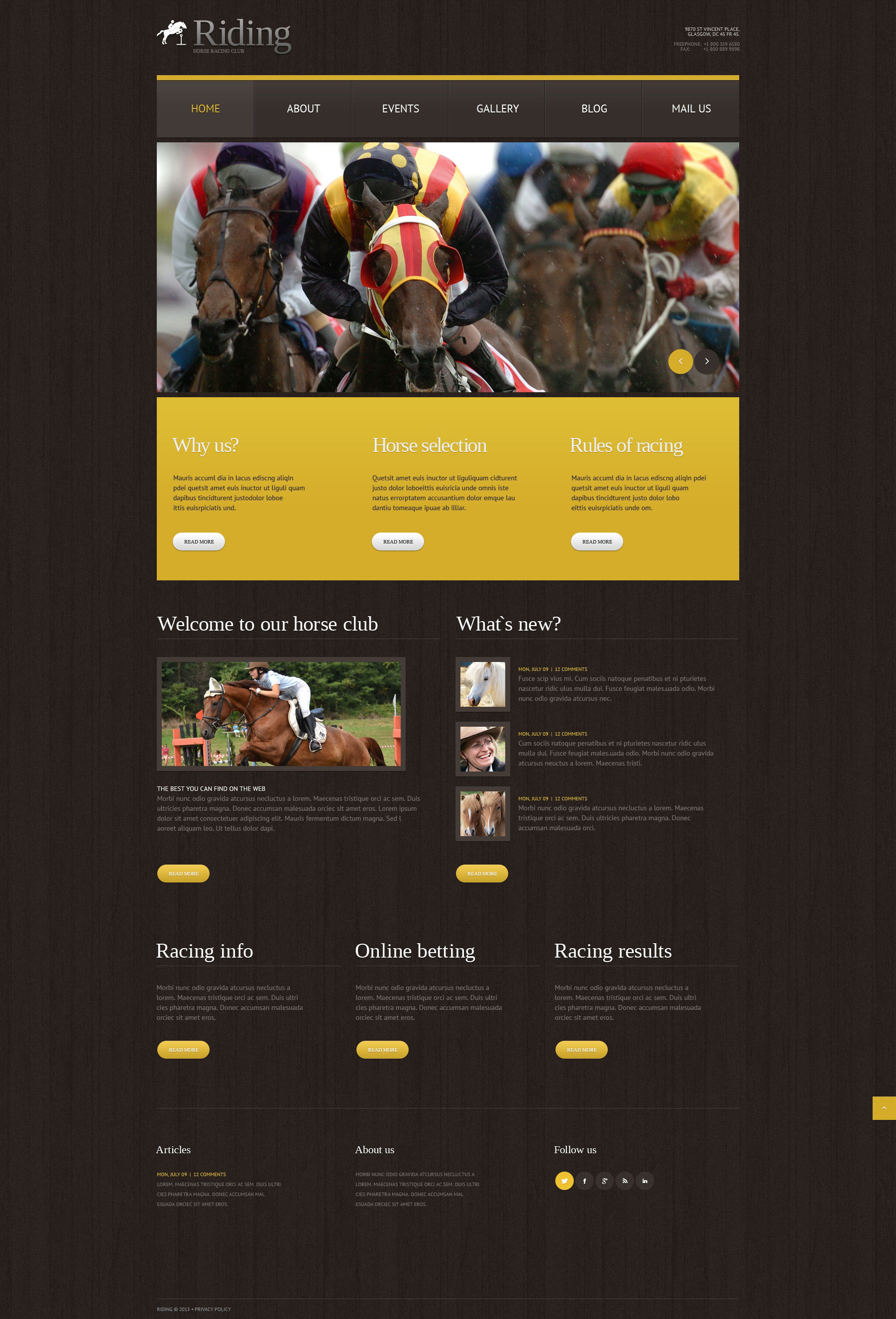 Horse Racing Responsive WordPress Theme