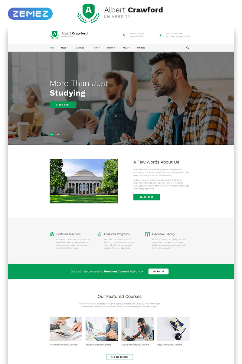 Albert Crawford - University Modern Multipage HTML Website Template