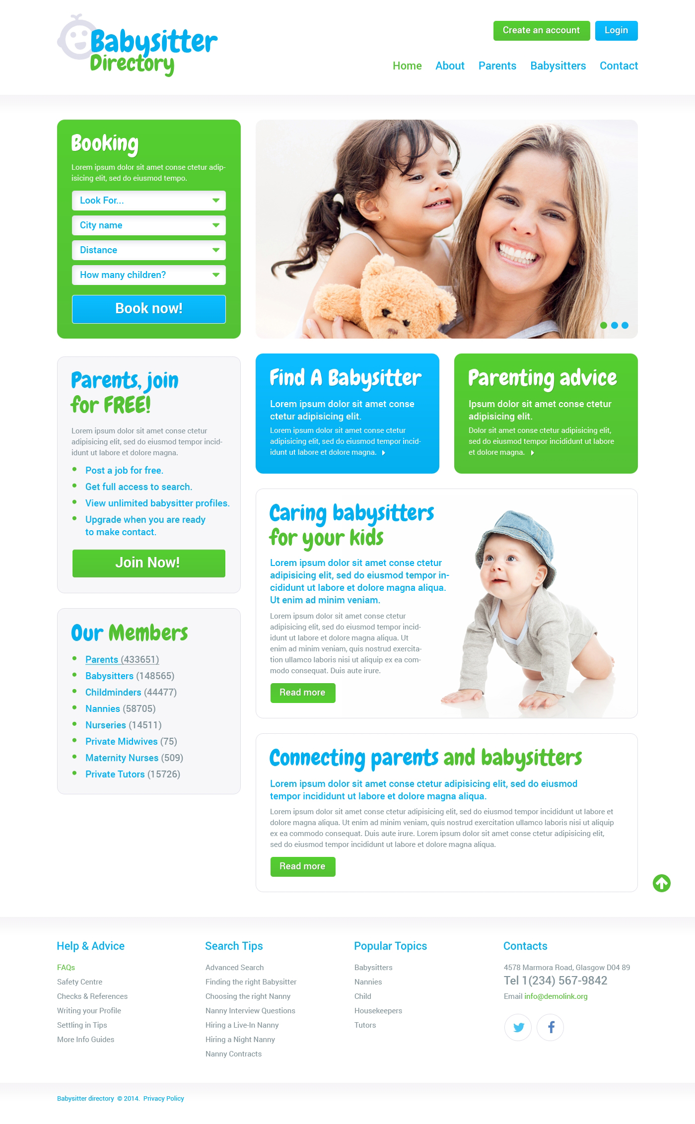 Babysitter Responsive Website Template