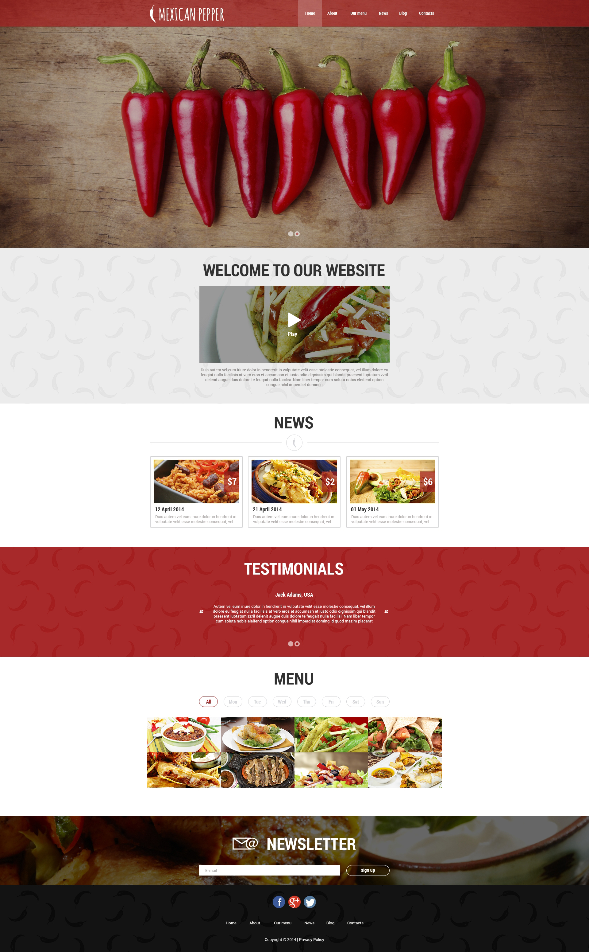 Mexican Restaurant Responsive Website Template