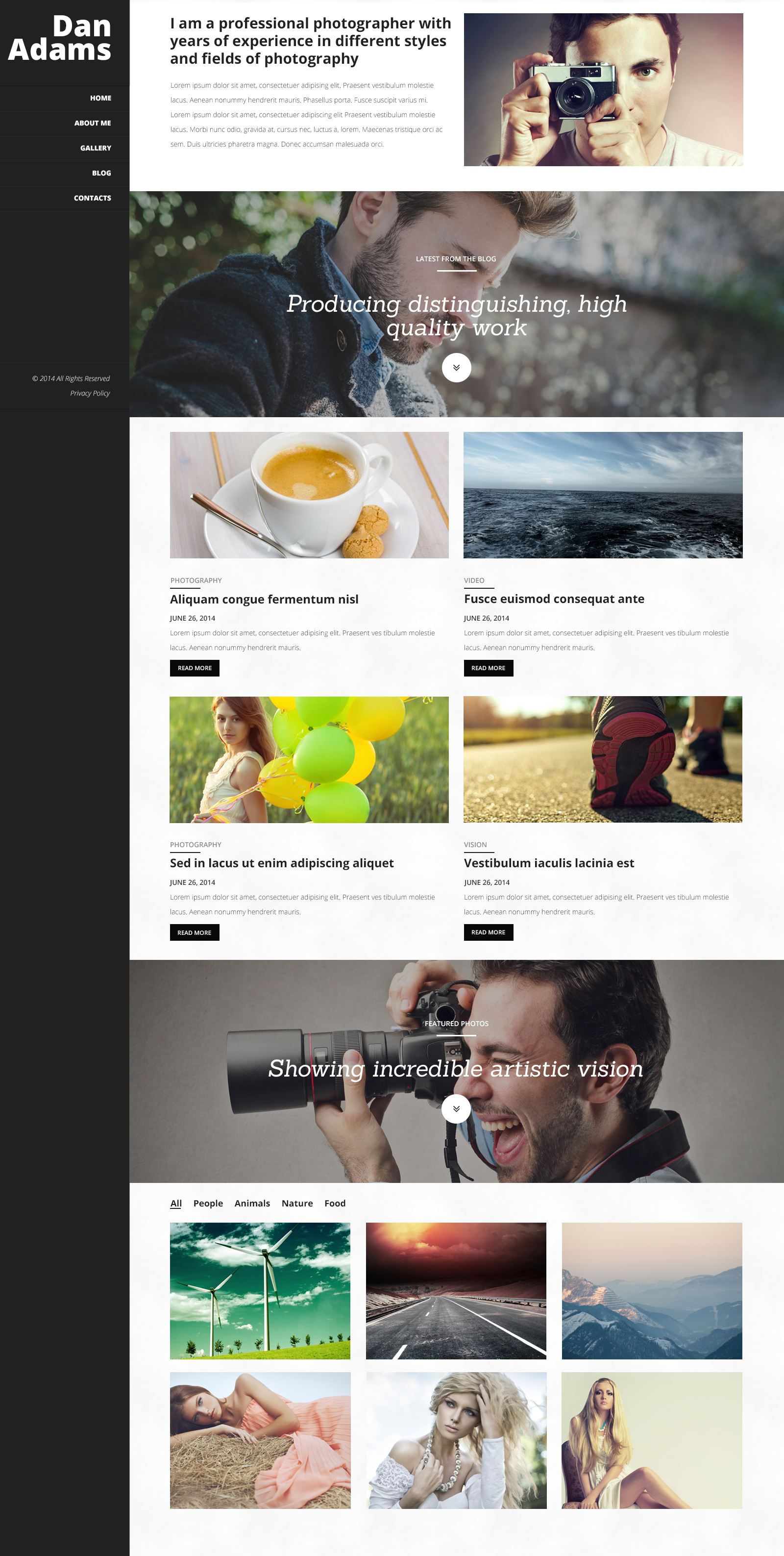 Photography Online Portfolio WordPress Theme