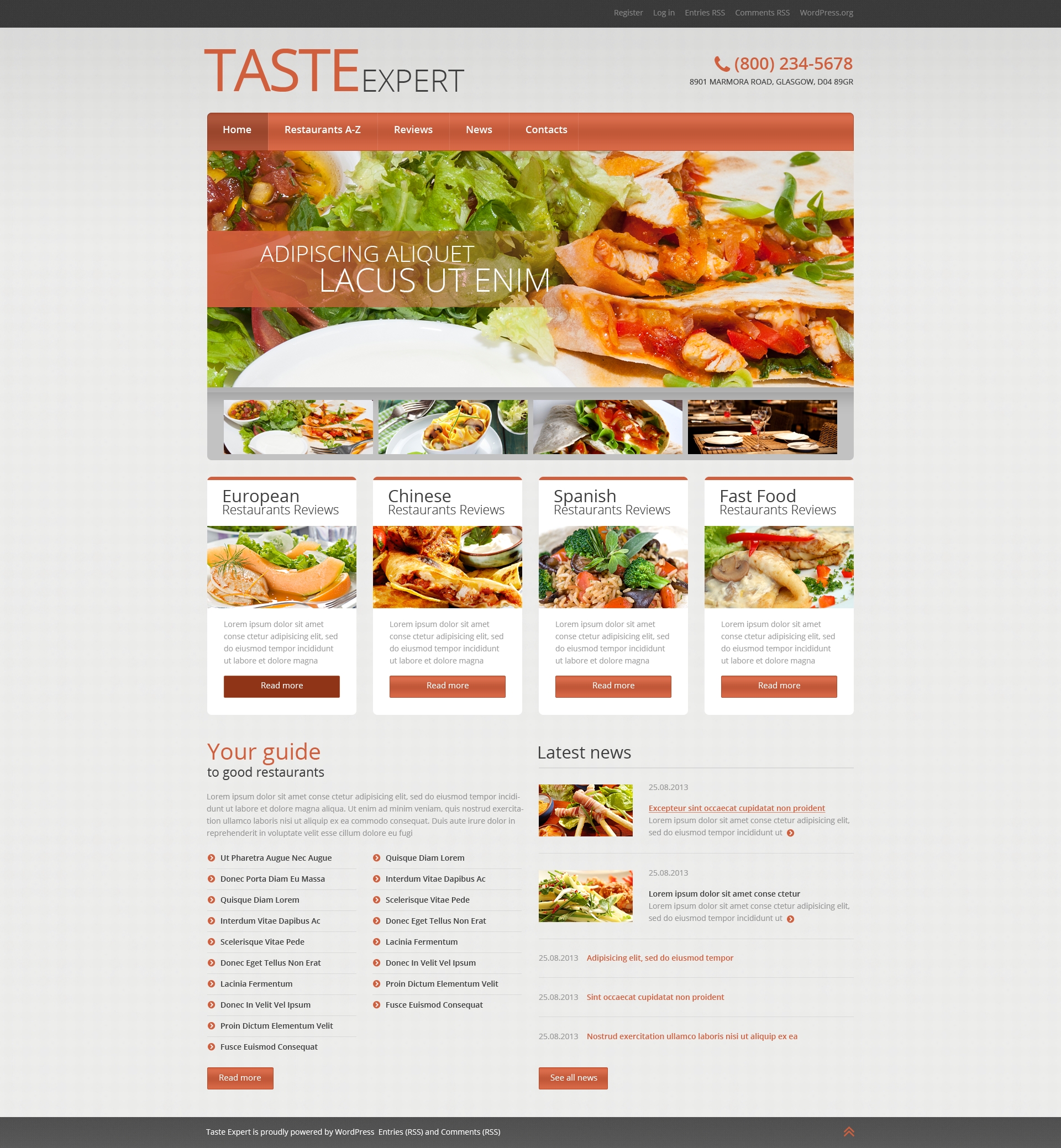 European Restaurant Responsive WordPress Theme