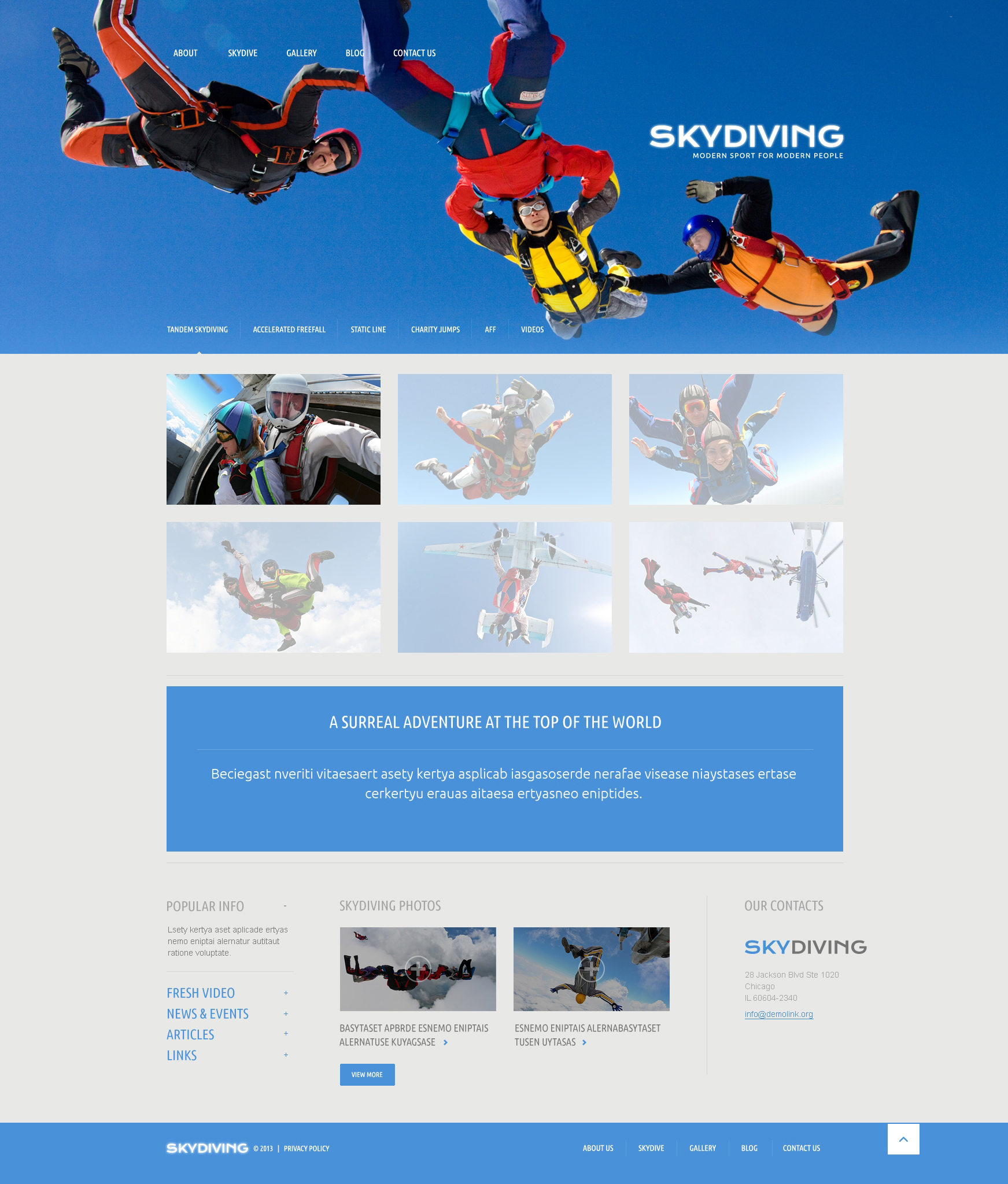 Skydiving Responsive WordPress Theme