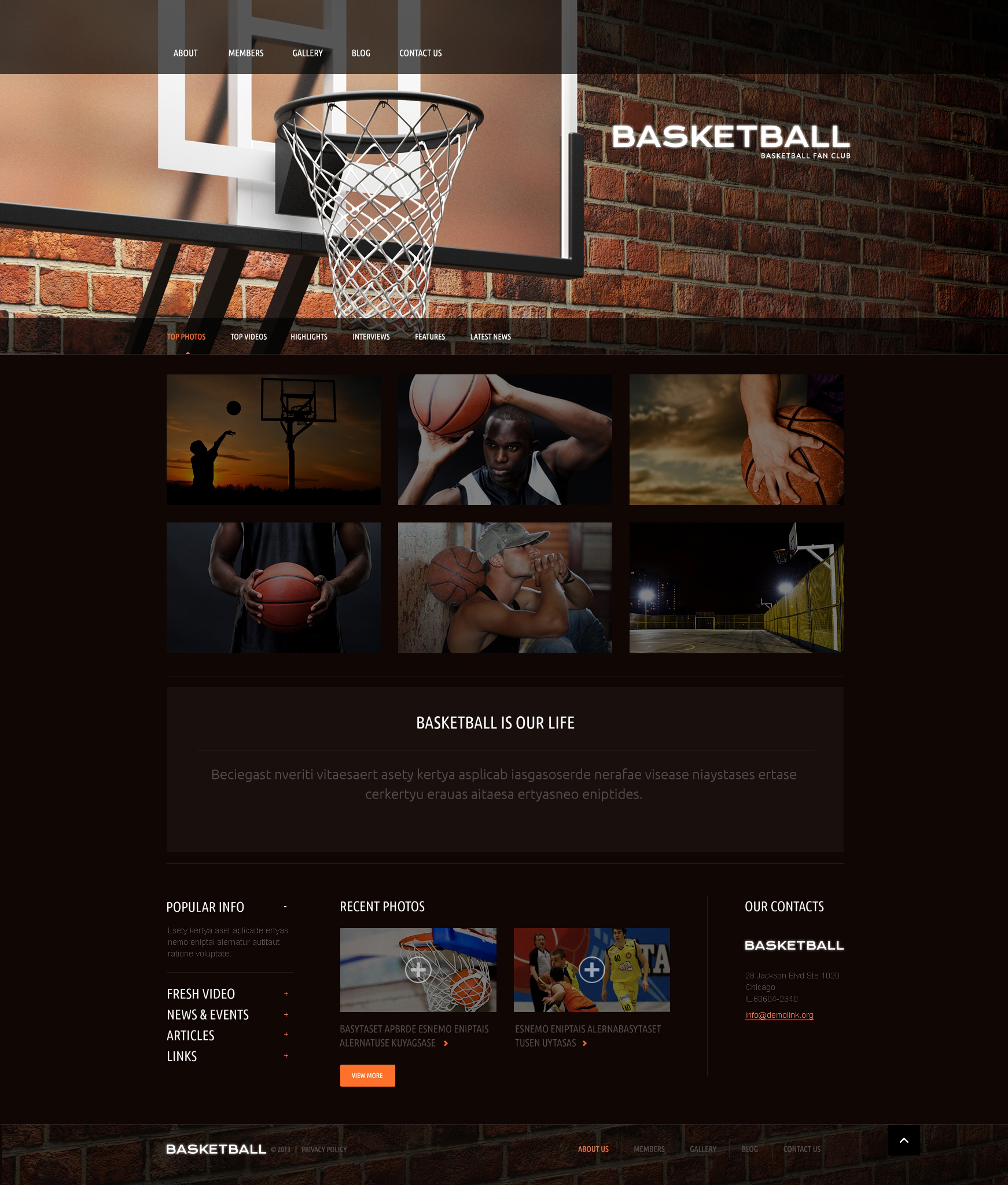 Basketball Responsive WordPress Theme