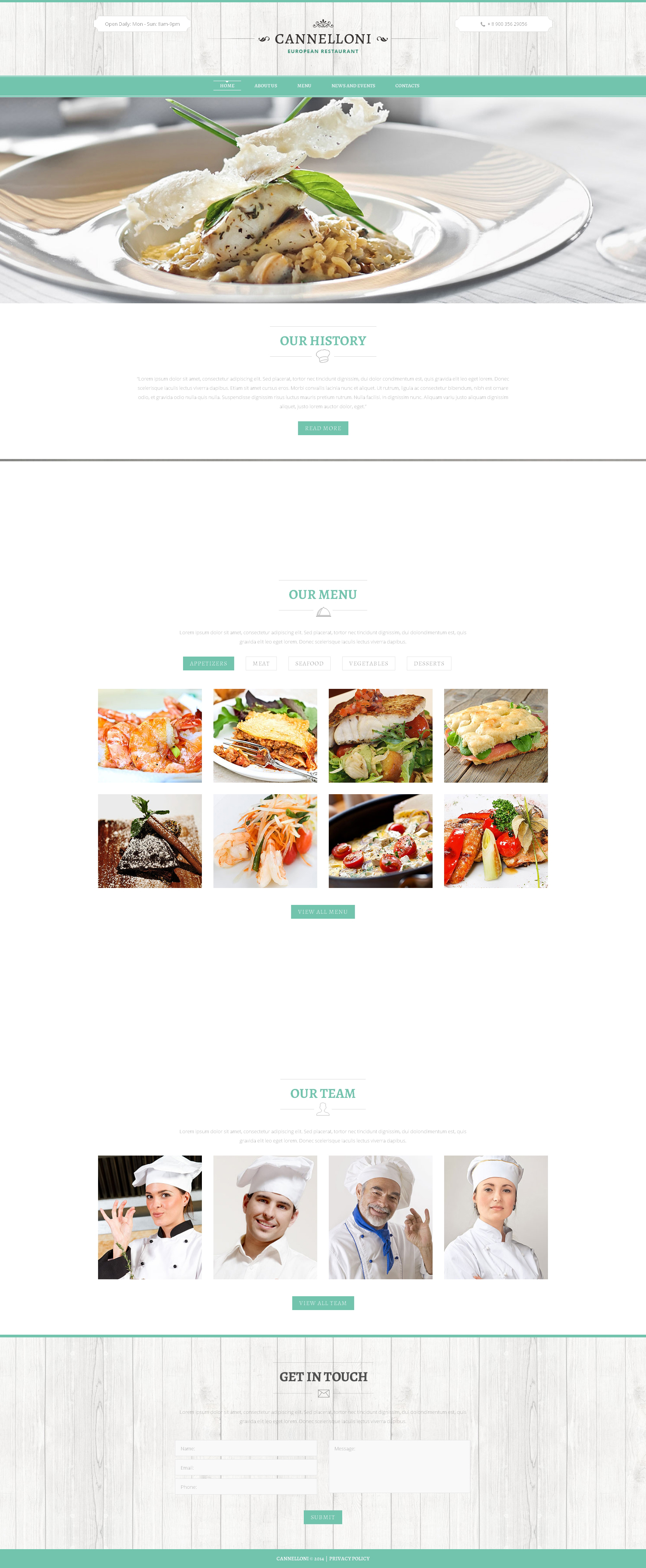 European Restaurant Responsive Website Template