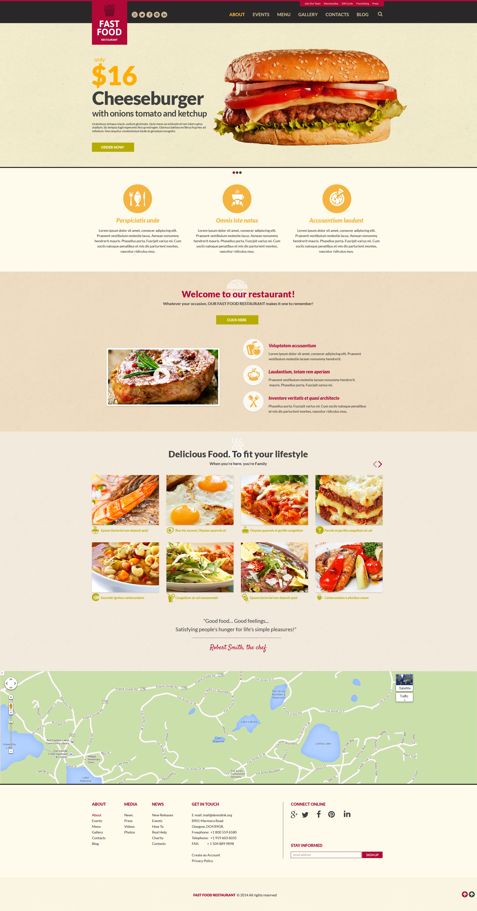 Fast Food Restaurant Responsive Website Template