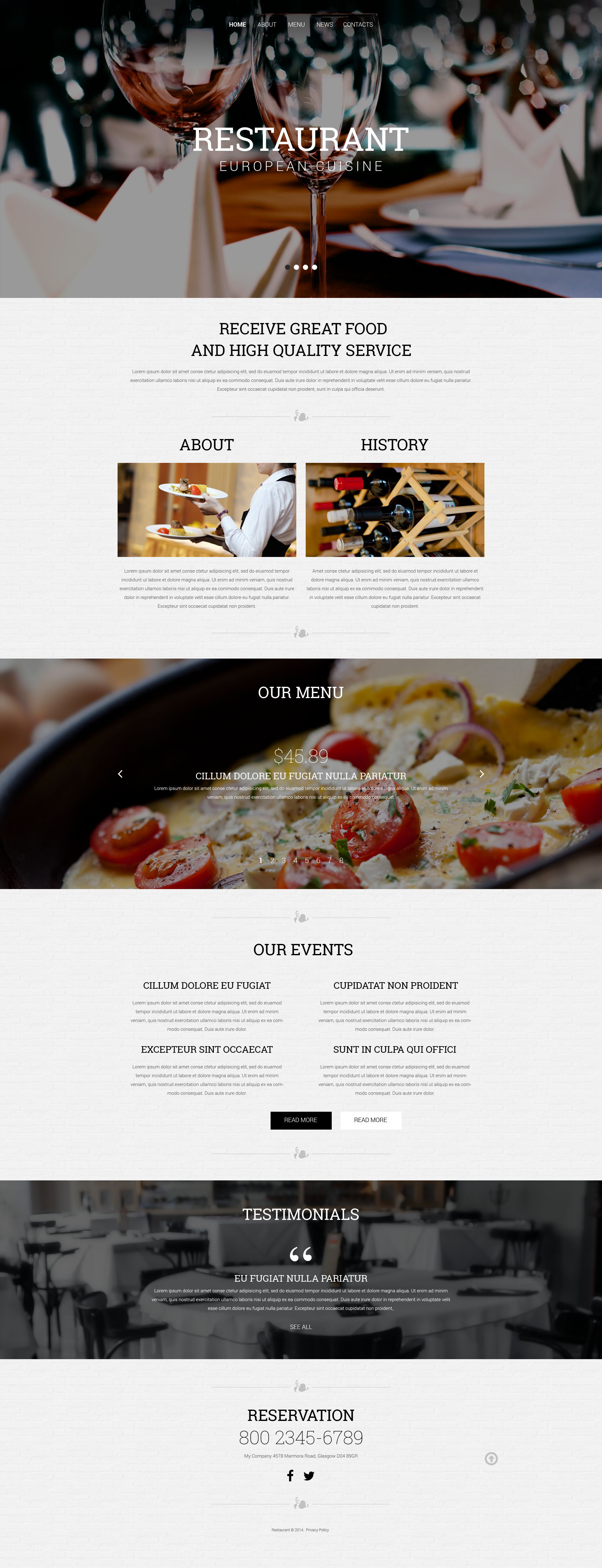 European Restaurant Responsive Website Template