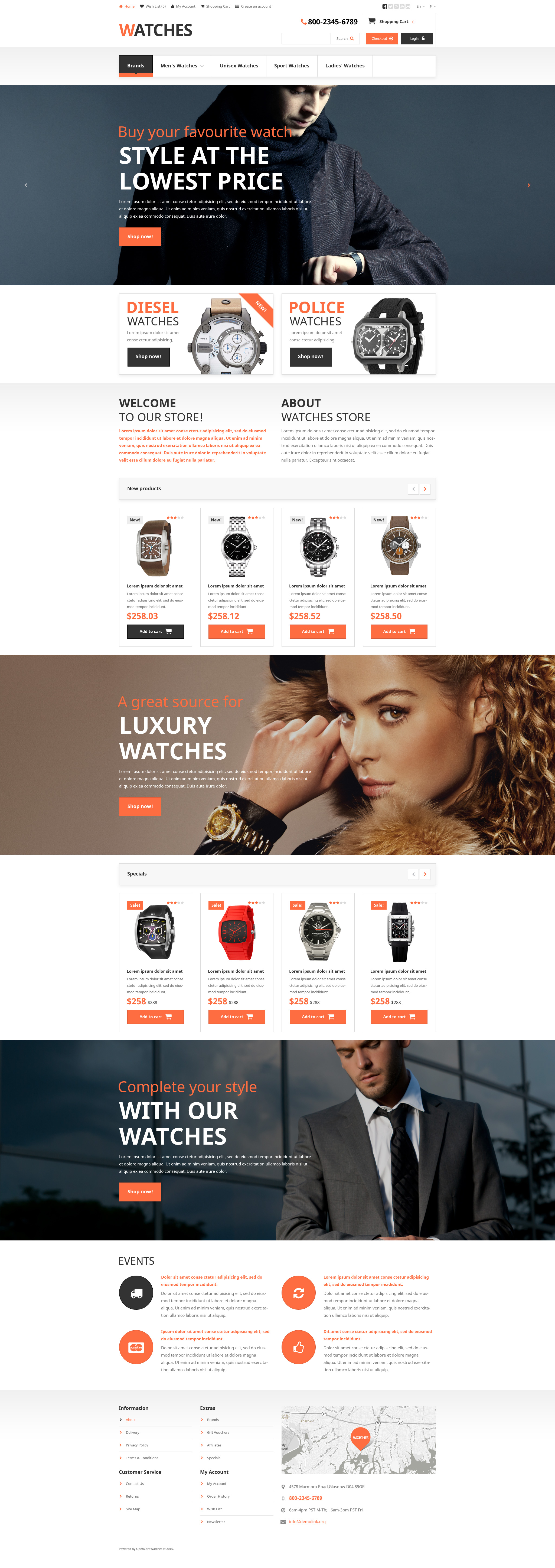 Brand Watches OpenCart Template