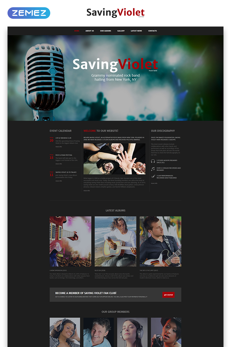 SavingViolet - Music Band Responsive HTML5 Website Template