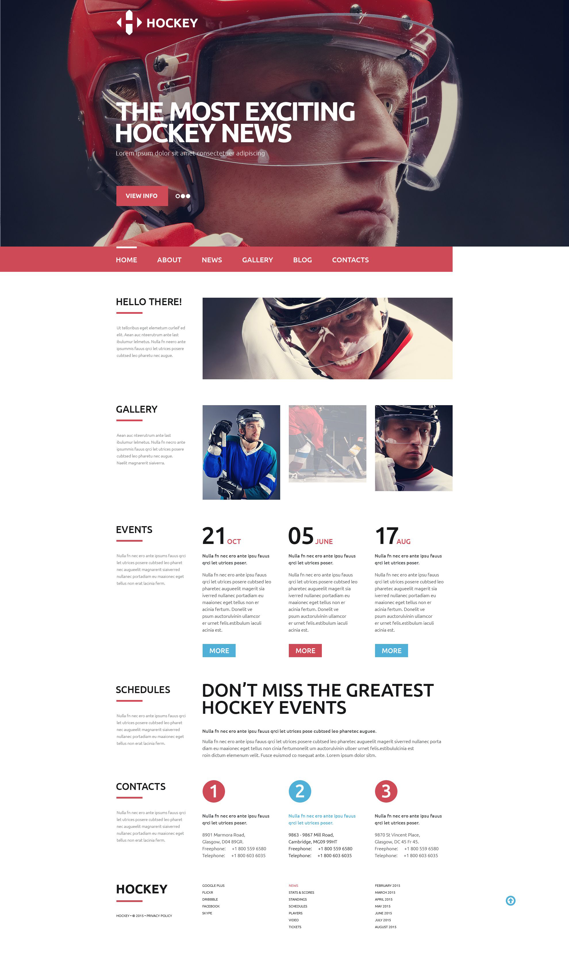 Hockey News Portal Website Template