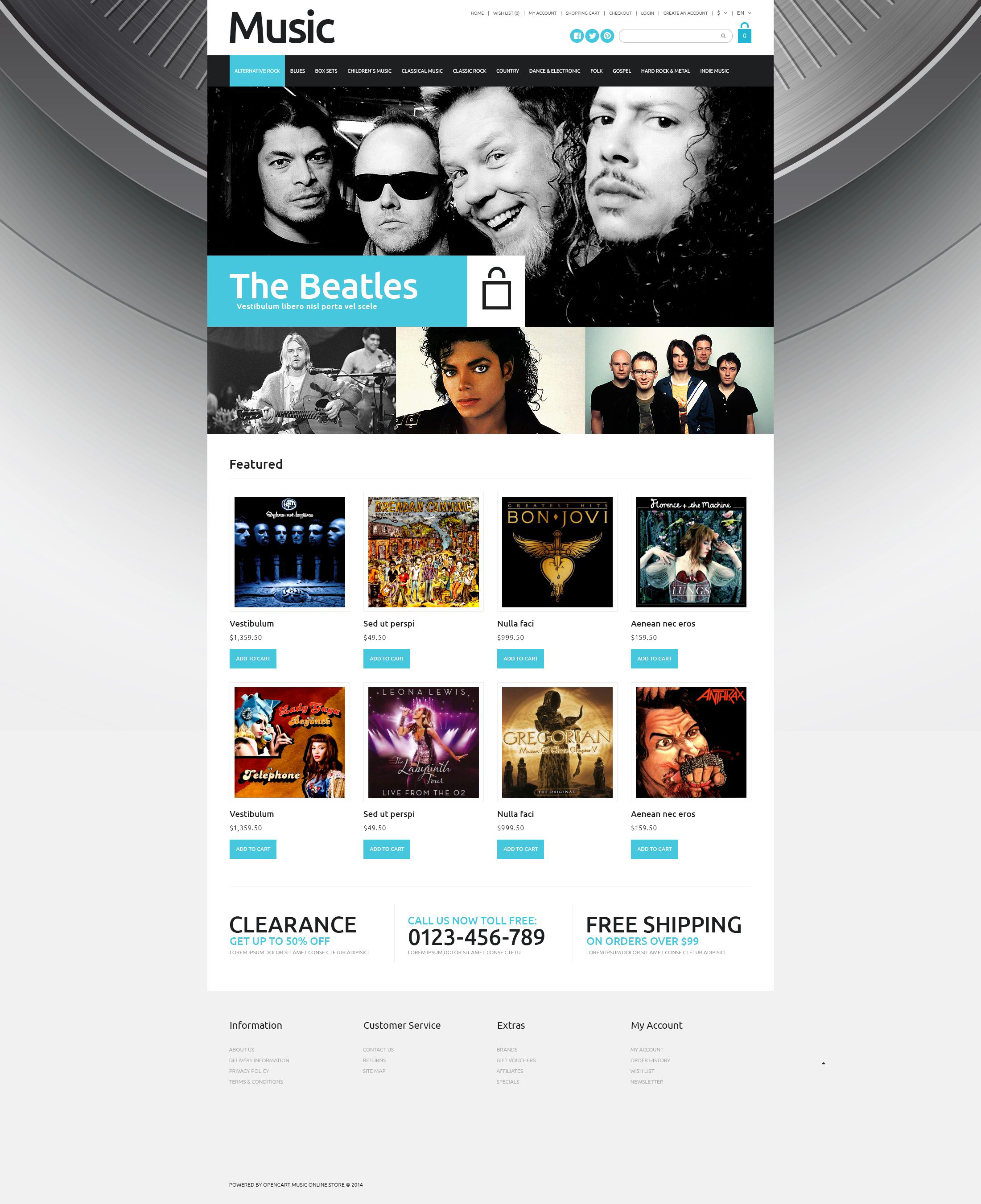 Online Music Sales OpenCart Template
