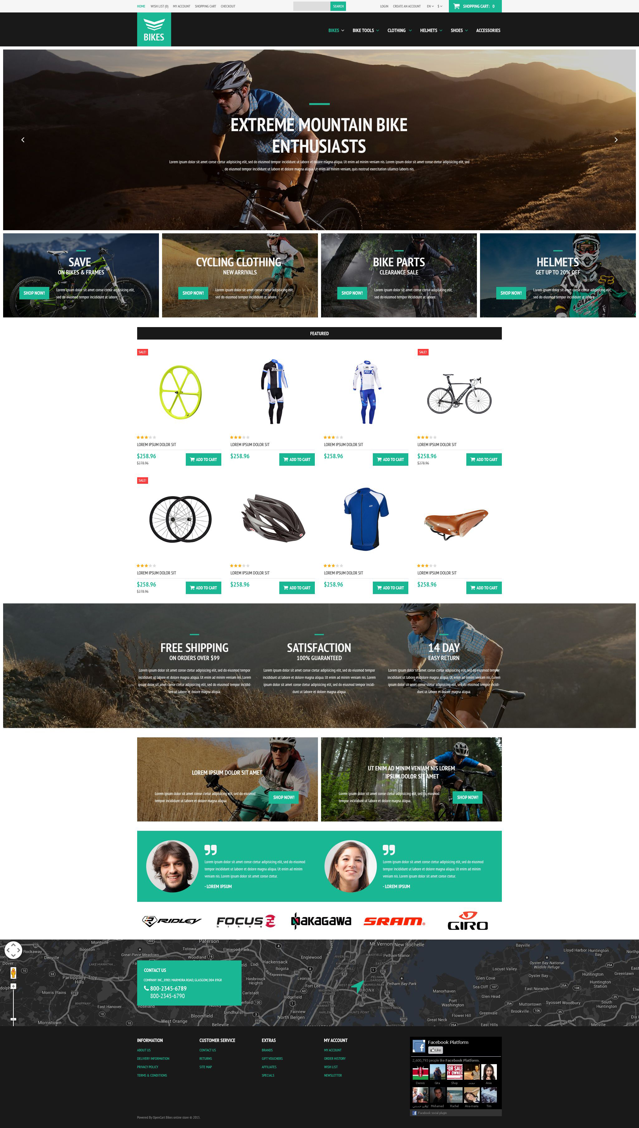 Cycling Equipment OpenCart Template