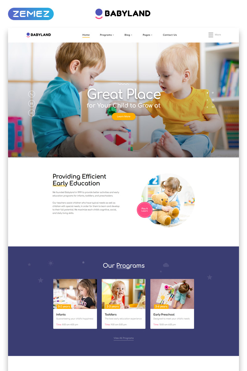 Babyland - Kids Center Multipage Clean HTML Website Template