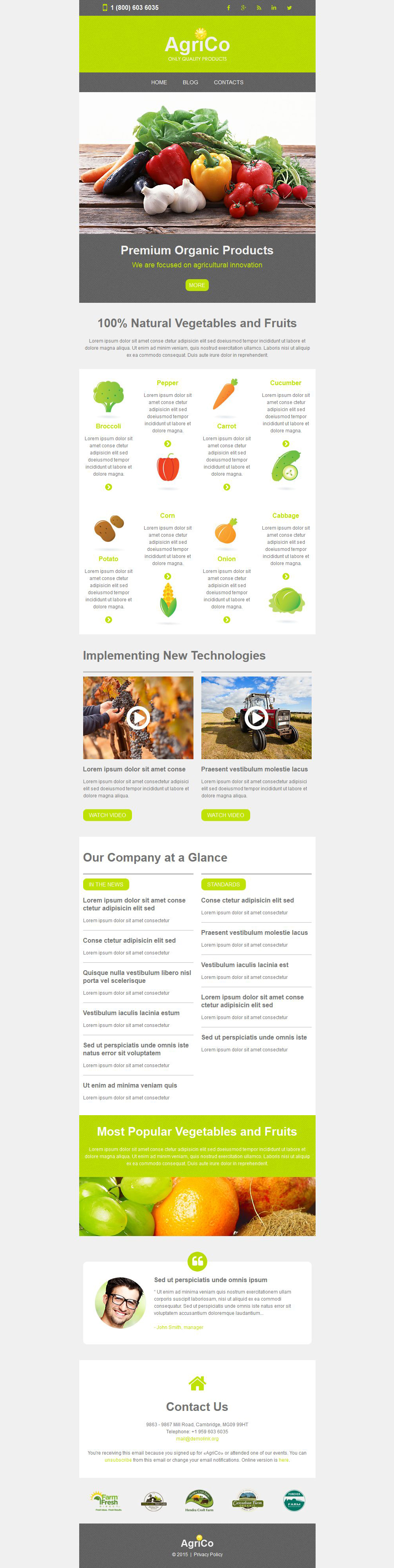 Agriculture Responsive Newsletter Template