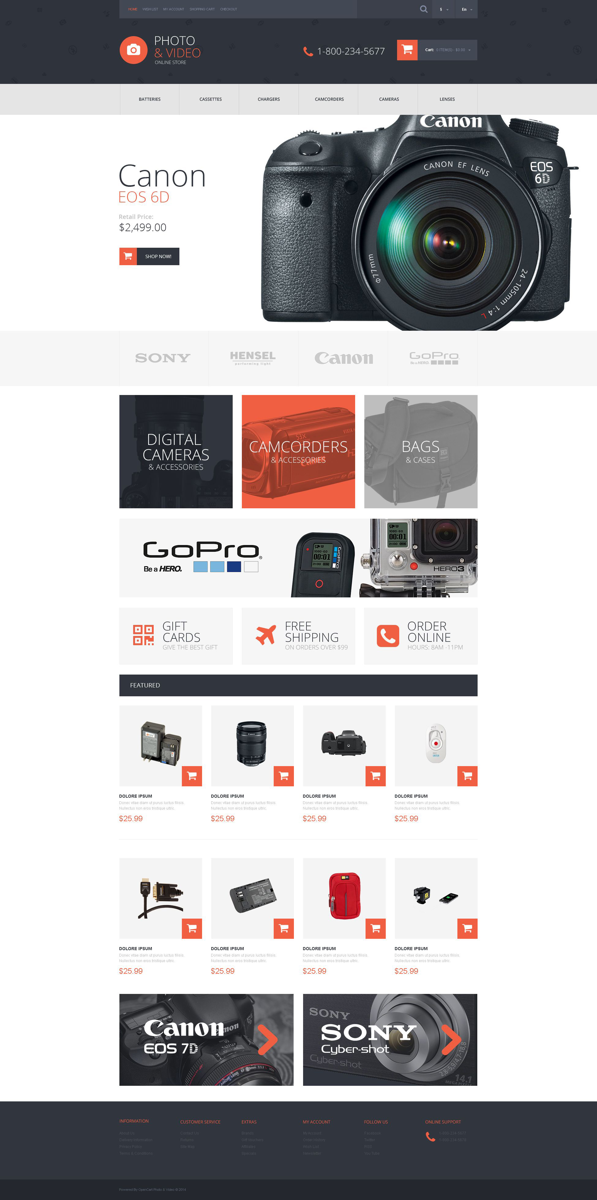 Photo and Video Stuff OpenCart Template