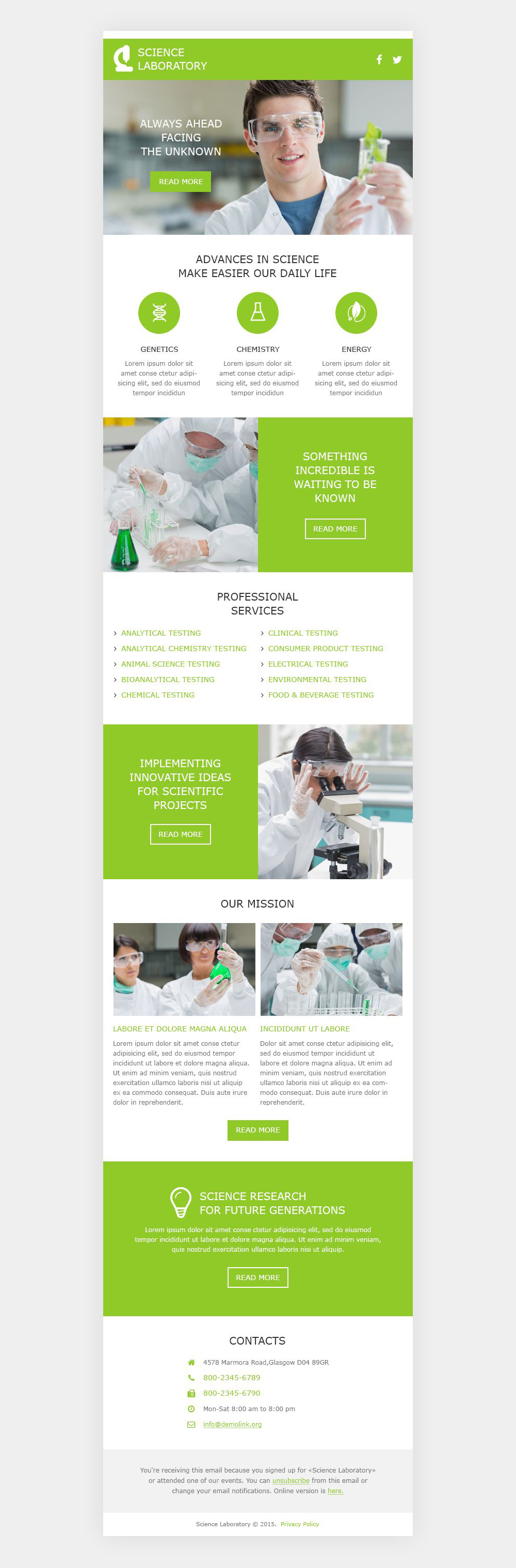 Science Lab Responsive Newsletter Template