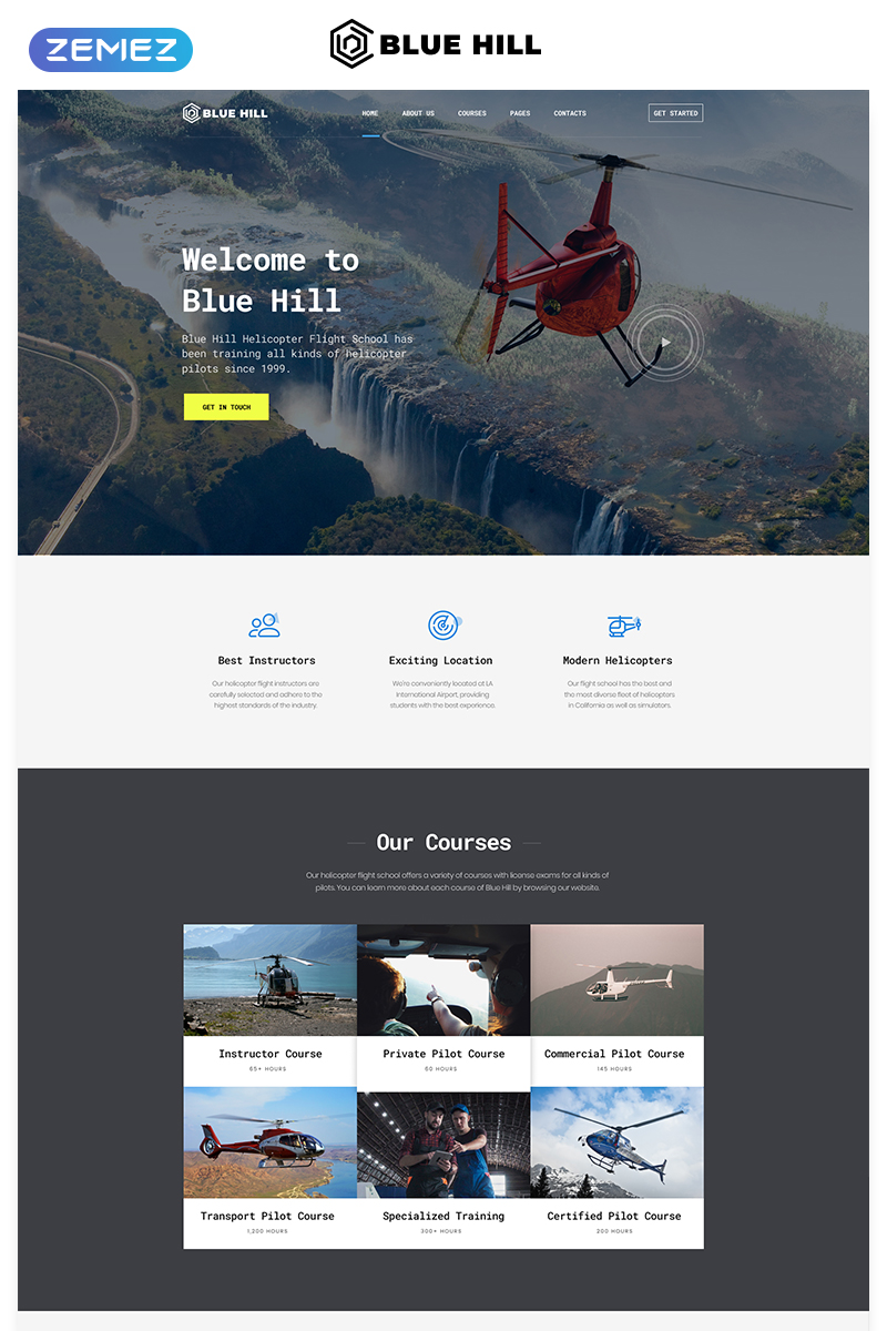 Blue Hill - Flight School Multipage Creative HTML Website Template