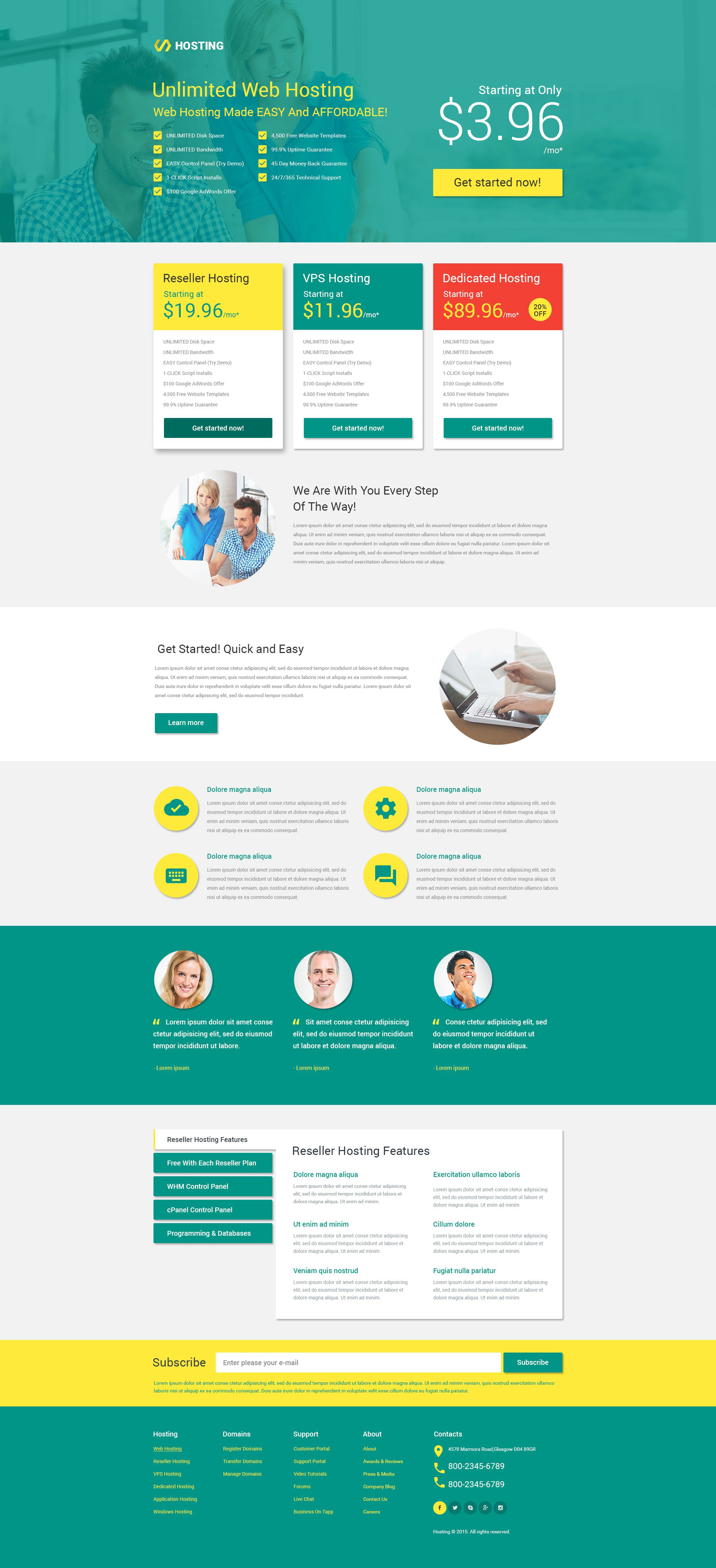 Hosting Responsive Landing Page Template