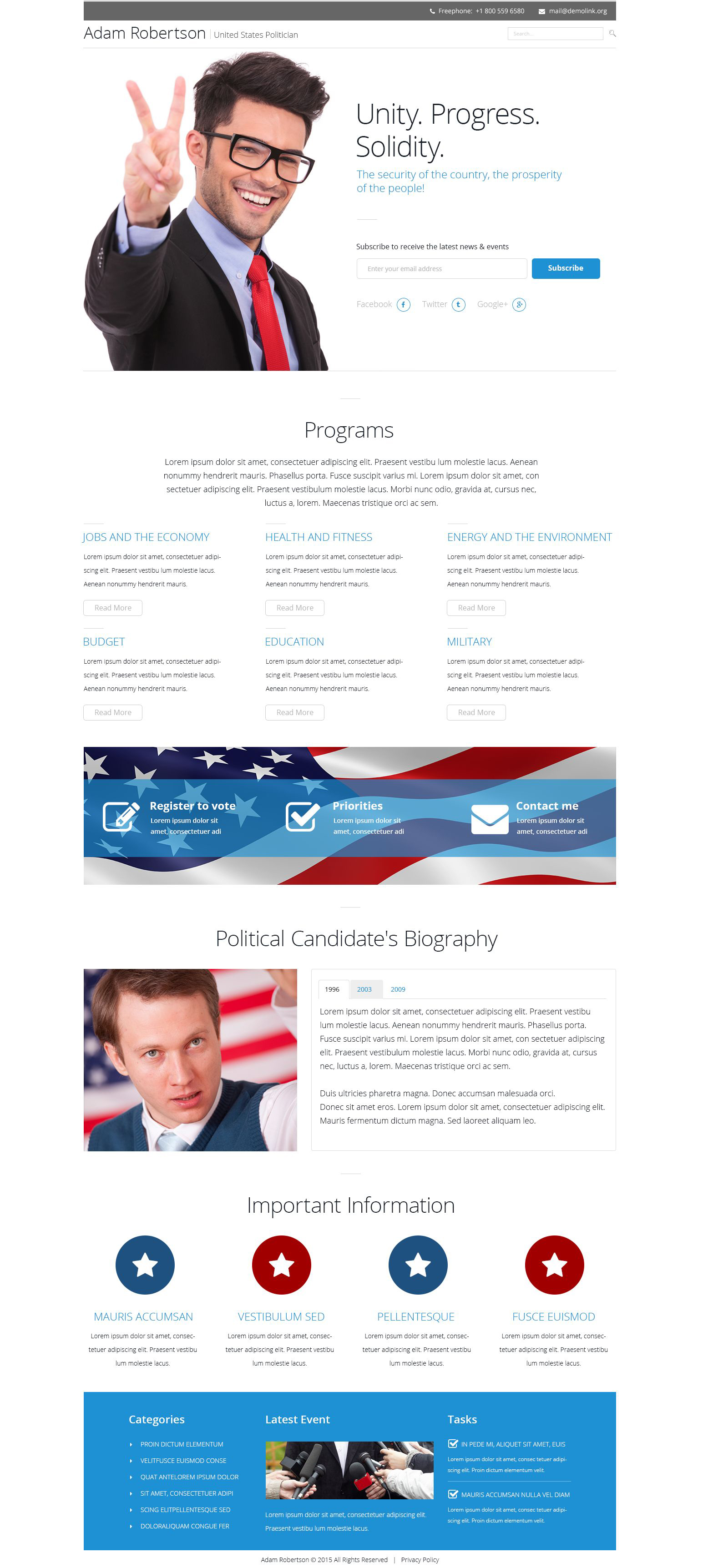 Political Candidate Responsive Landing Page Template