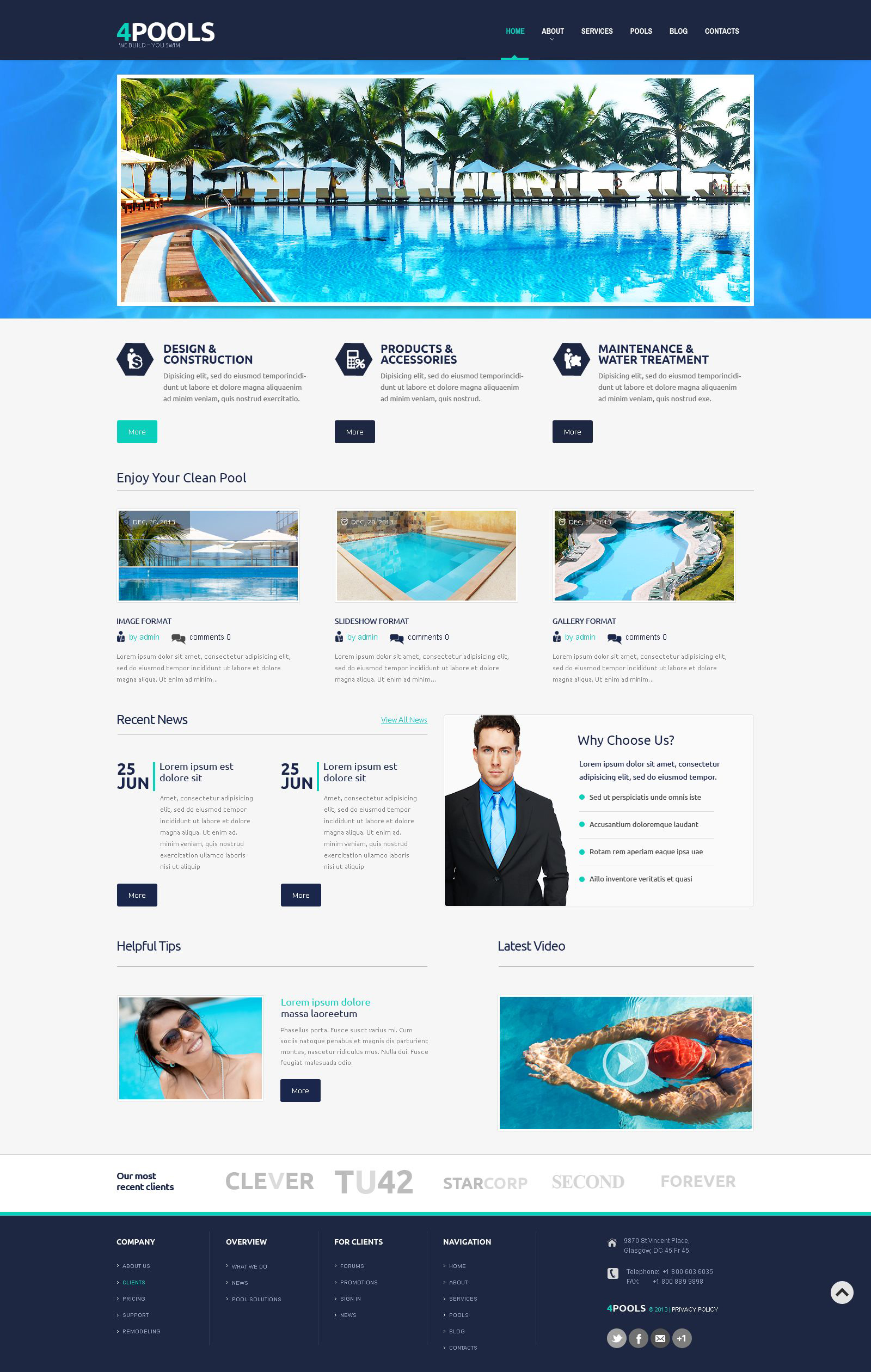 Swimming Pool Responsive WordPress Theme