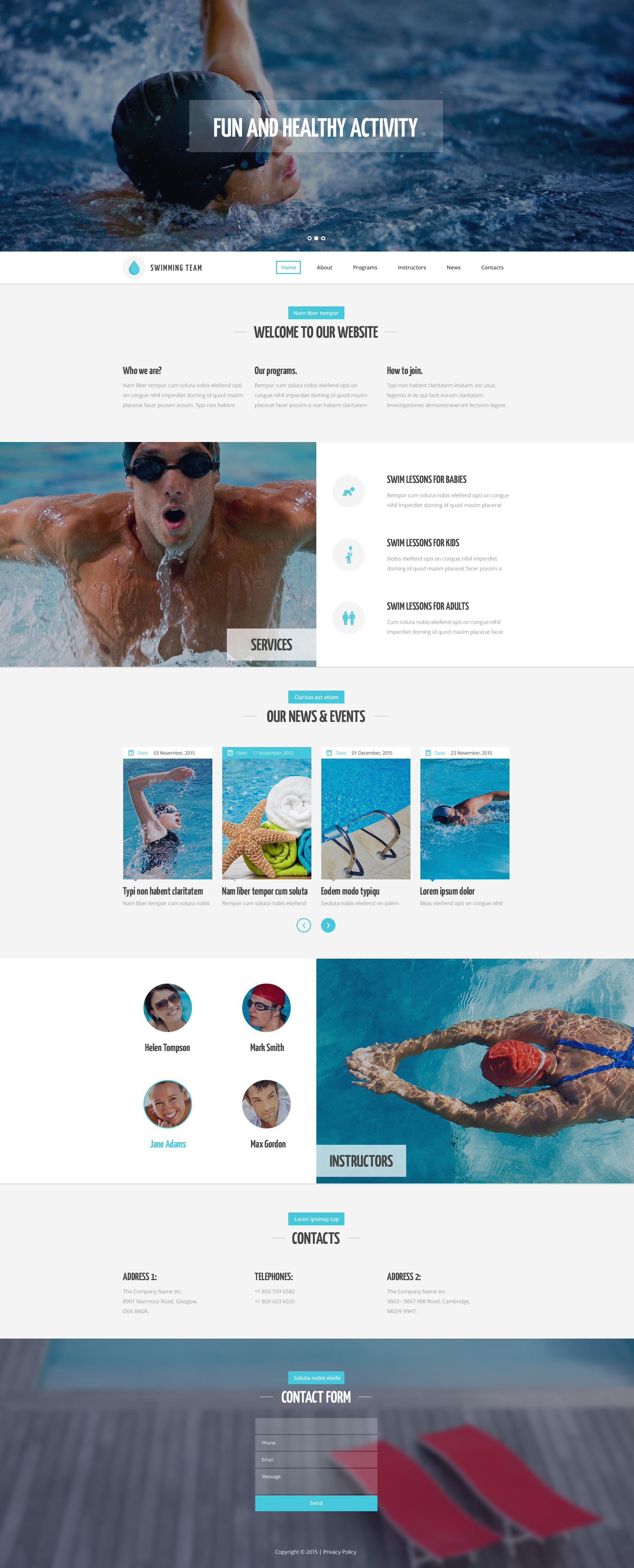 Swim Team Website Template