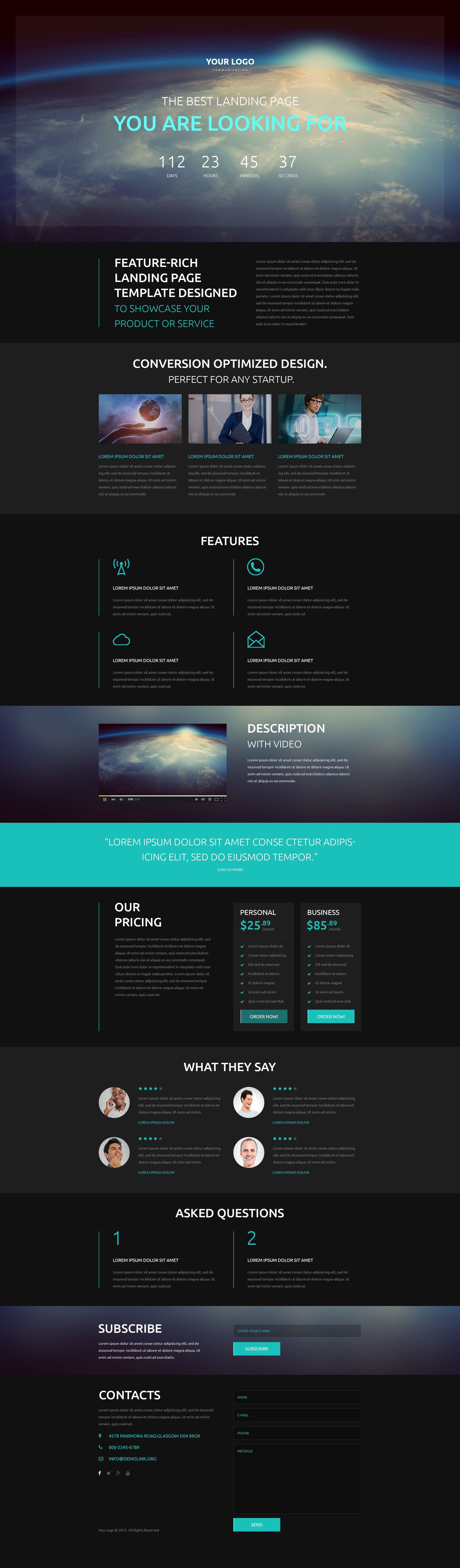 Communications Responsive Landing Page Template