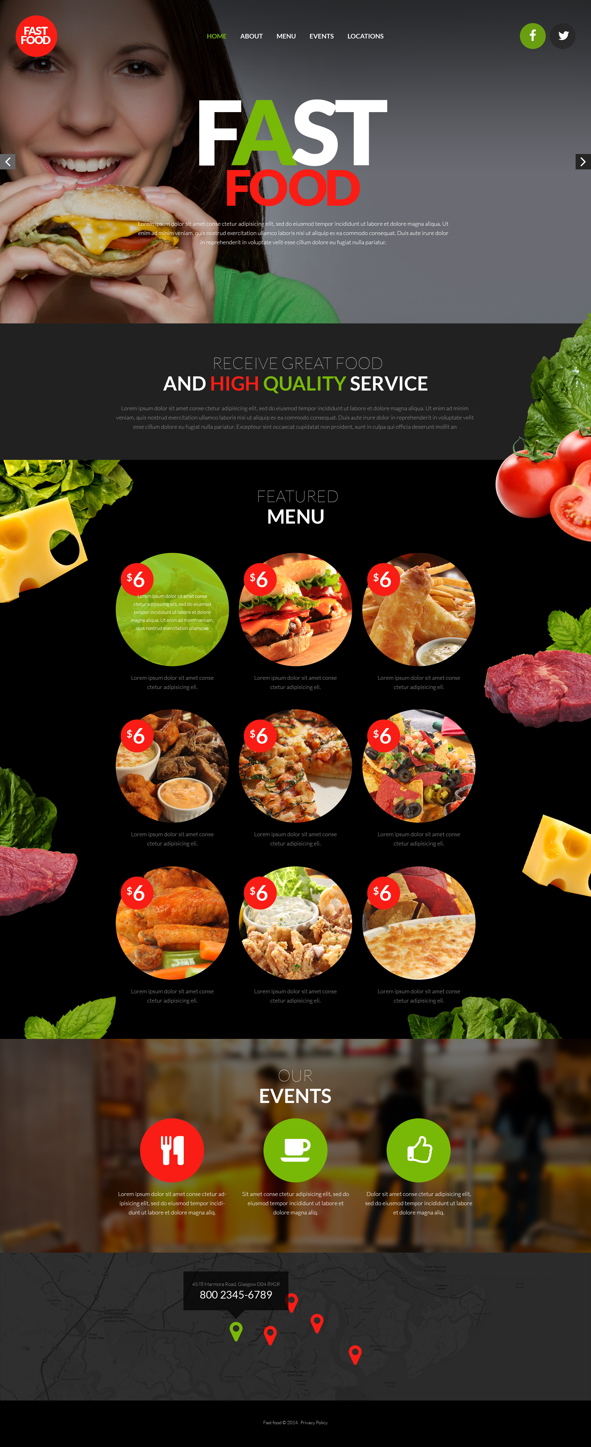 Fast Food Restaurant Responsive Website Template