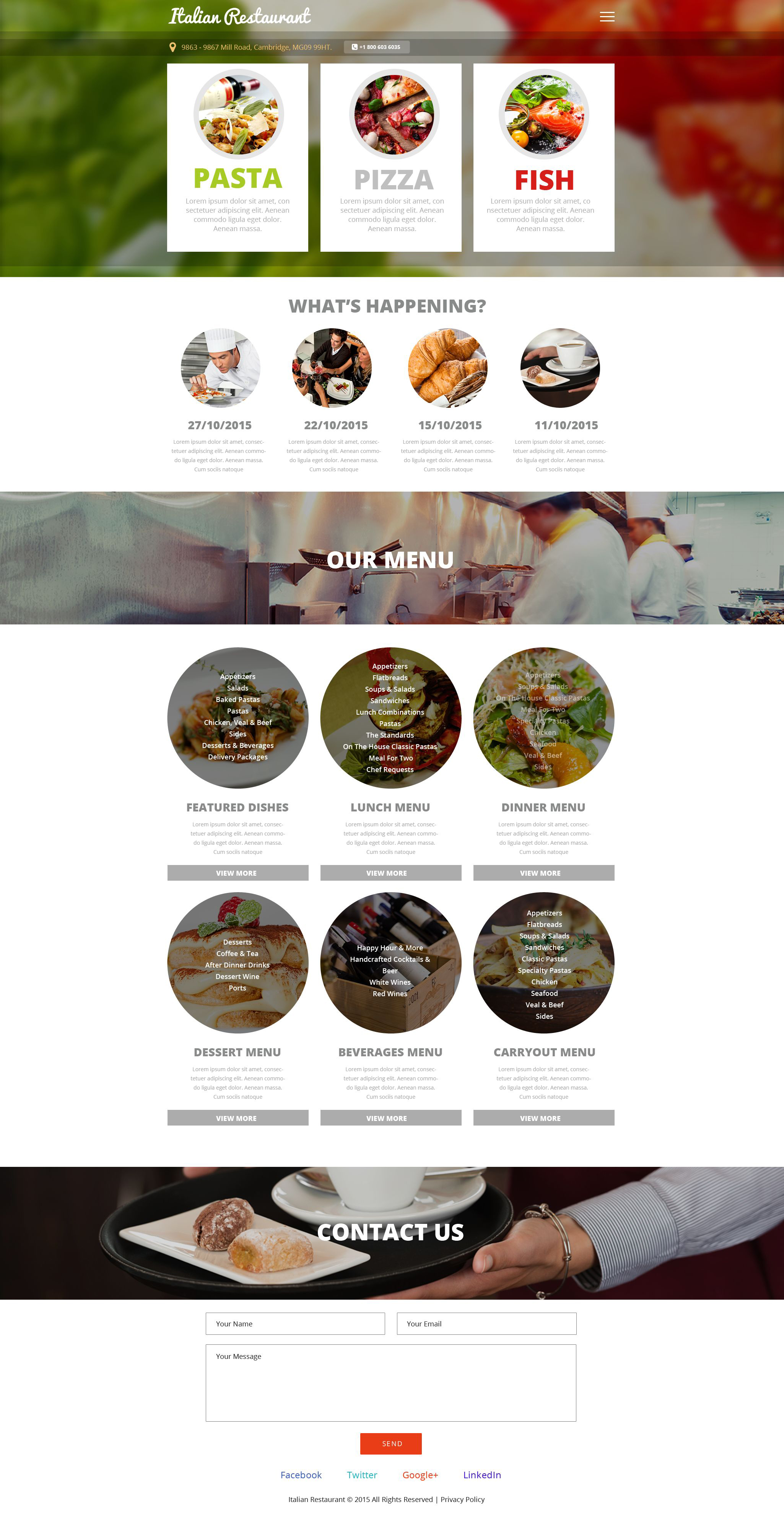 Italian Restaurant Responsive Website Template