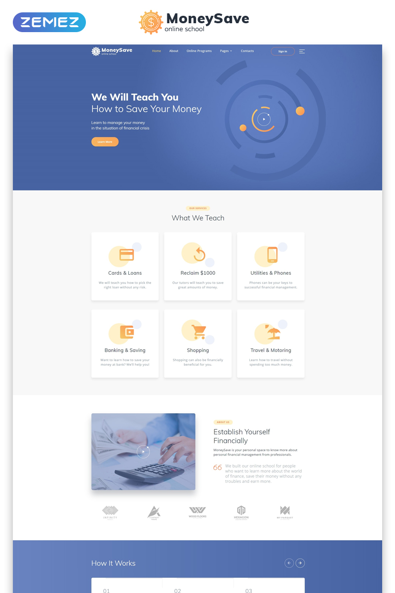 MoneySave Online School HTML5 Website Template