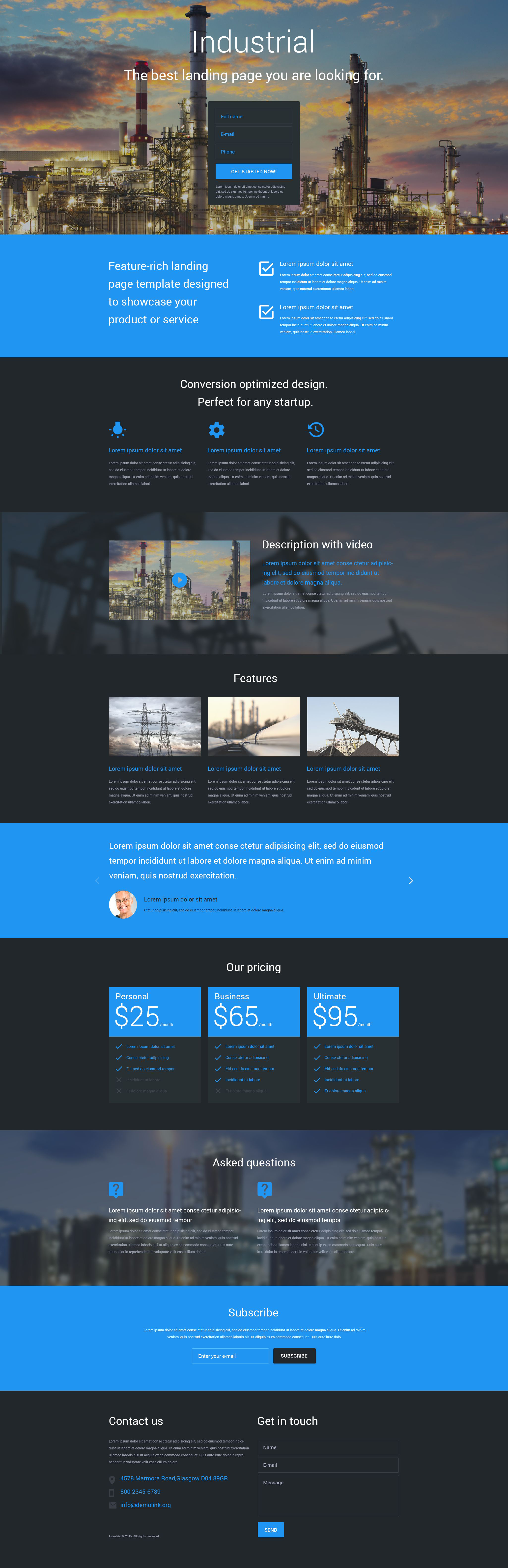 Industrial Responsive Landing Page Template