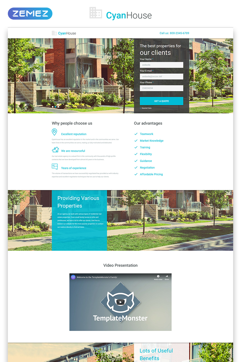 Cyan House - Real Estate Agency Classic HTML Landing Page Template