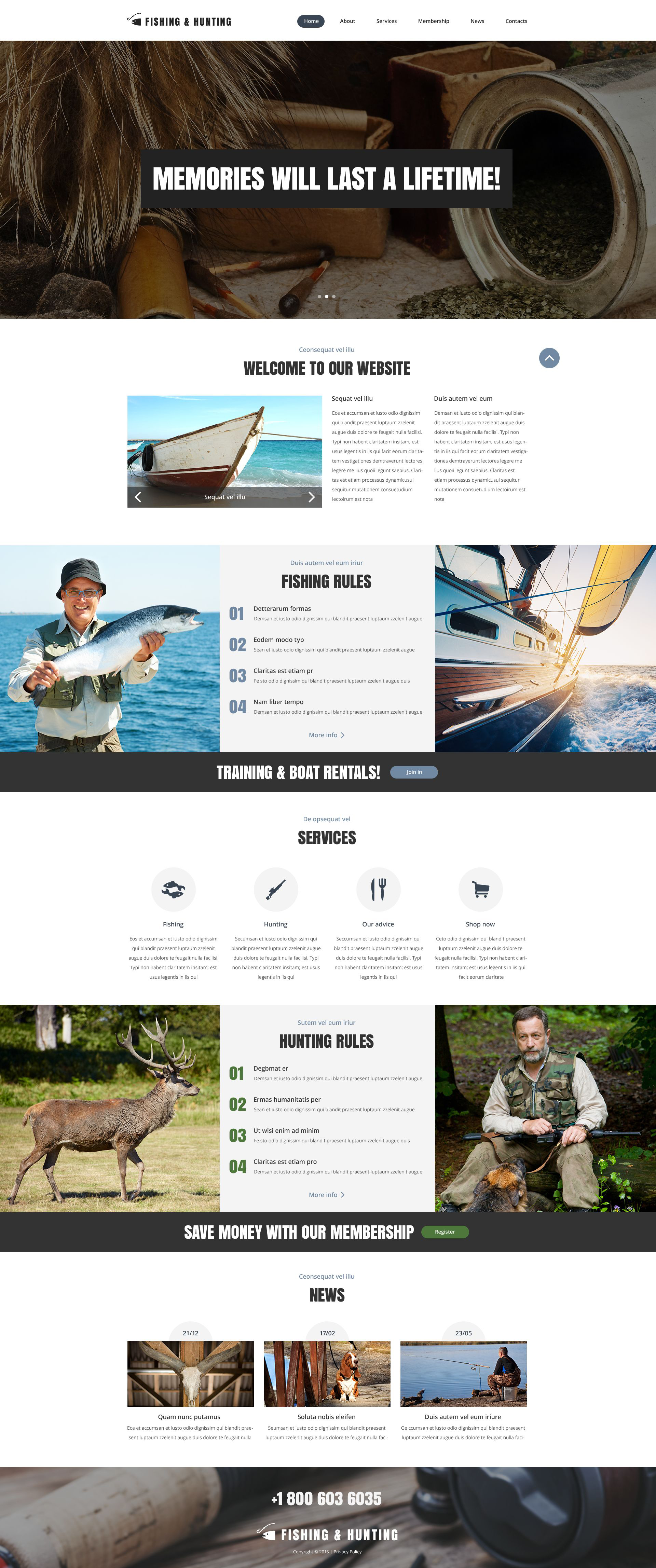 Fishing  Hunting Blog Website Template