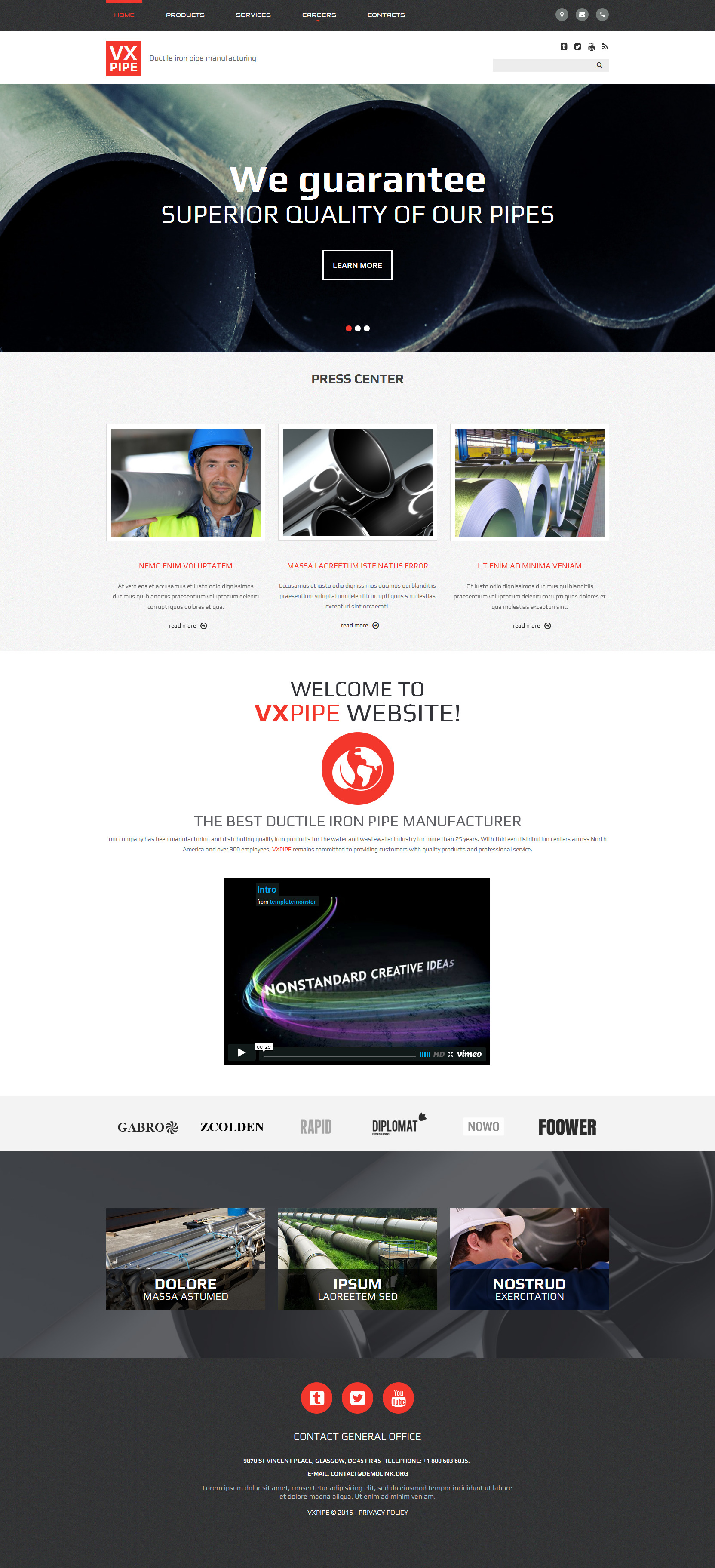 VX Pipe Website Template