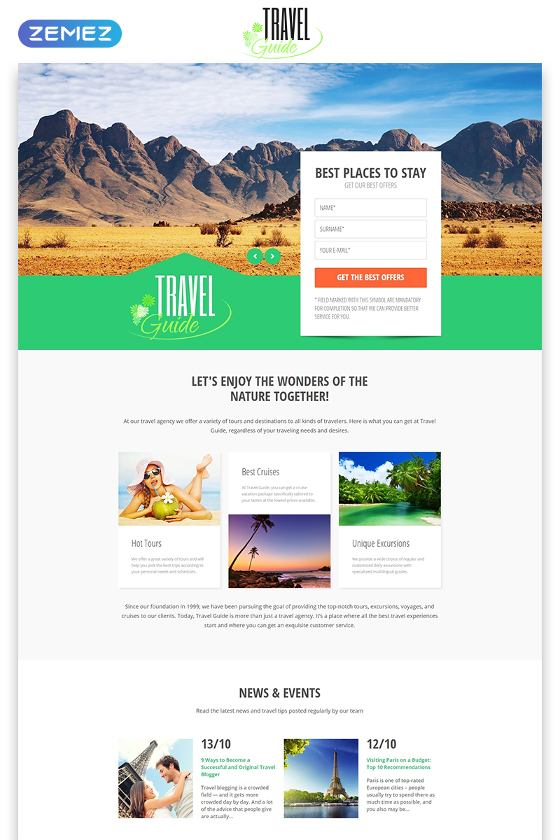 Travel Guide - Travel Agency Clean HTML Bootstrap Landing Page Template