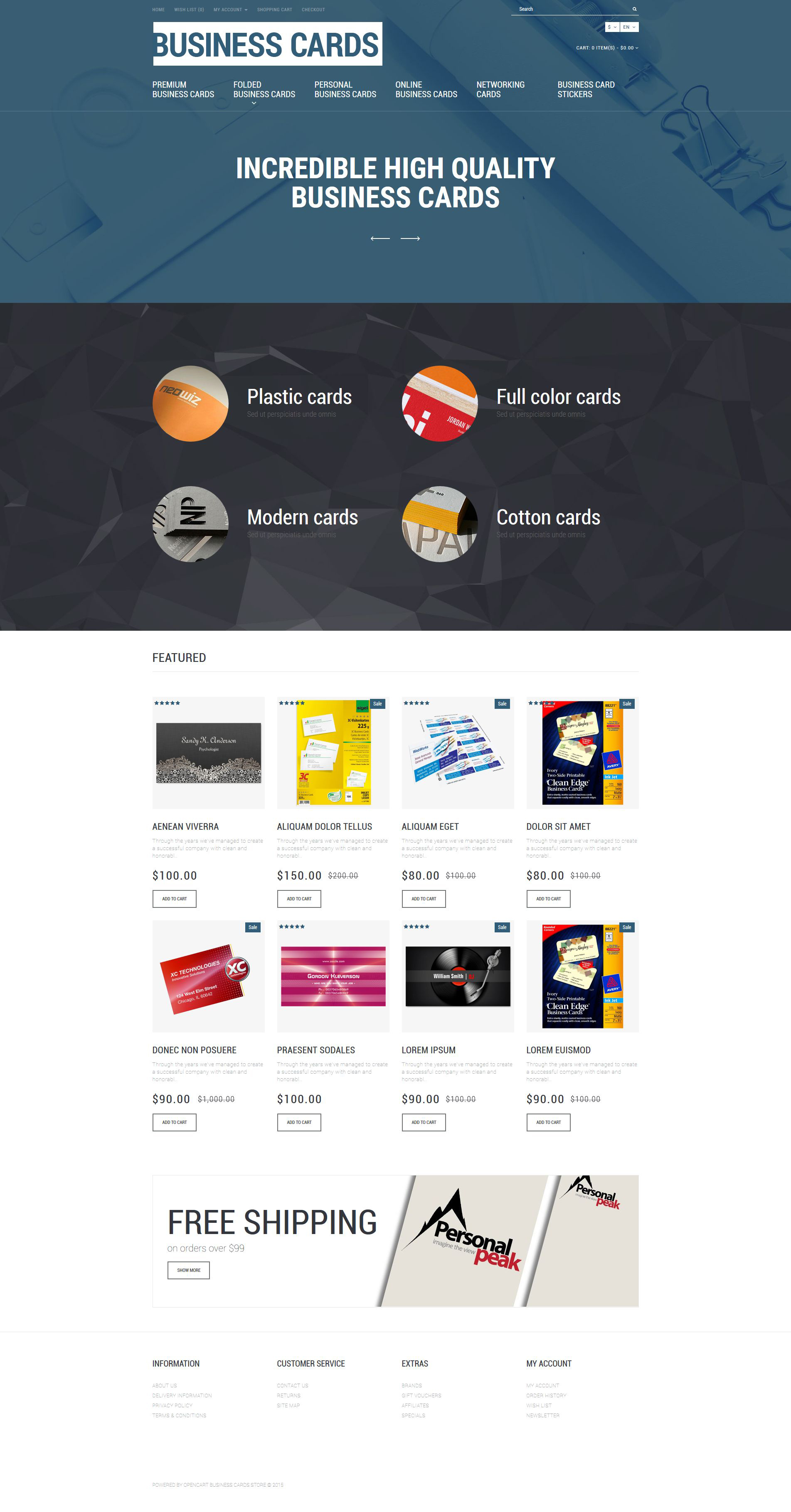 Business Cards Store OpenCart Template