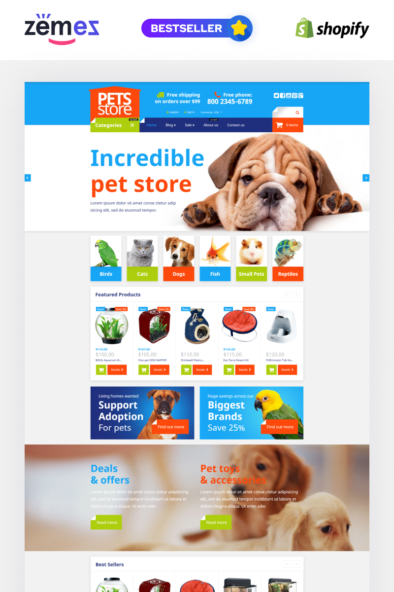 Animals and Pet Shop Responsive Online Store 2.0 Shopify Theme