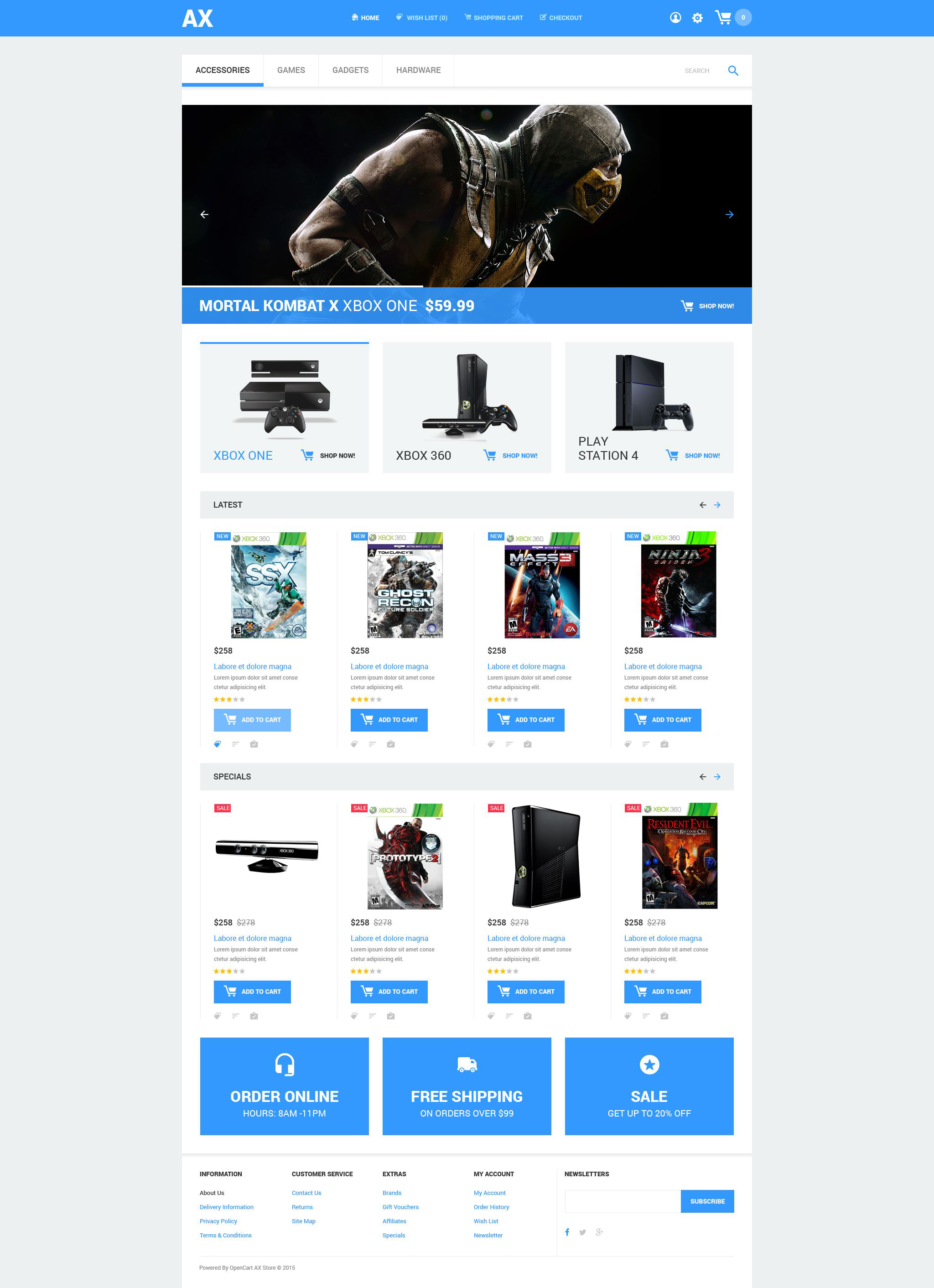Games and Consoles Store OpenCart Template