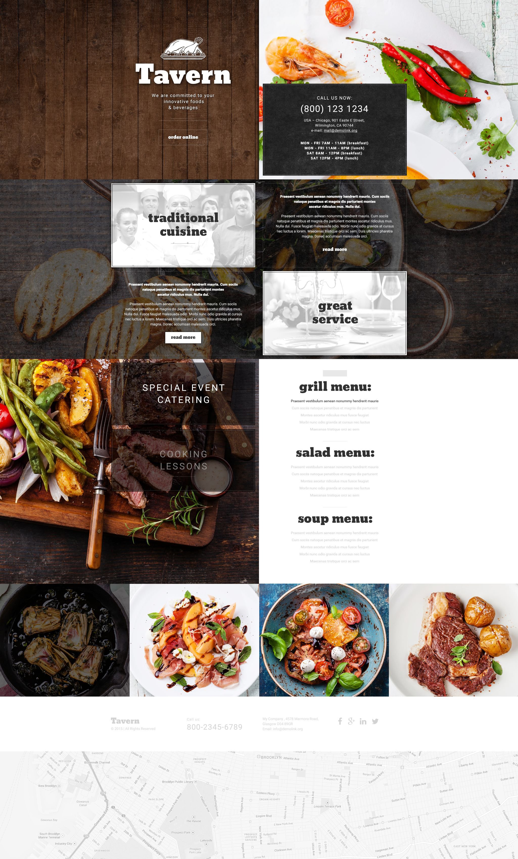 Cafe and Restaurant Responsive Landing Page Template