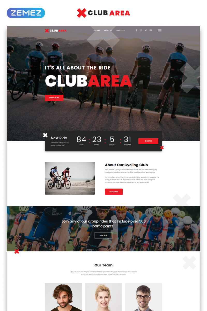 Clubarea - Cycling Multipage Creative HTML Website Template