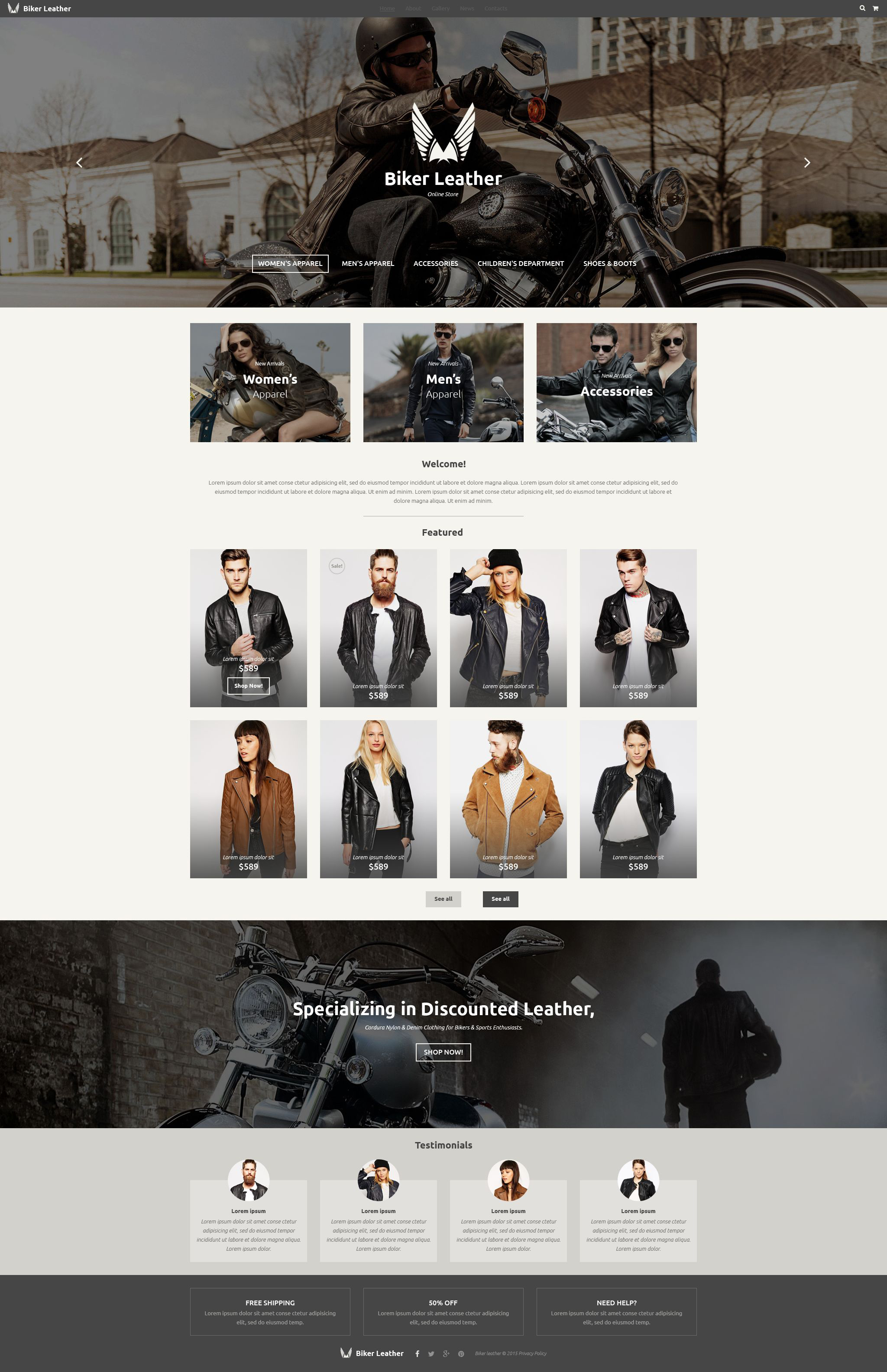 Leather Apparel Store Website Template